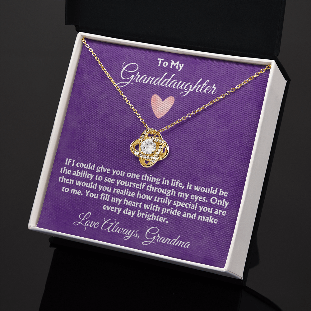 To My Granddaughter - You Fill My Heart With Pride - Love Knot Necklace Gift