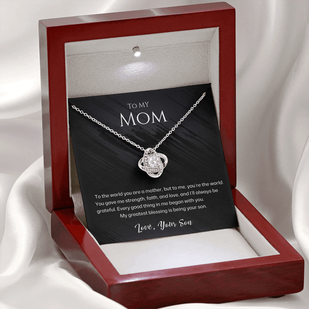 Mom - To Me You Are The World - Love Knot Necklace Gift Set