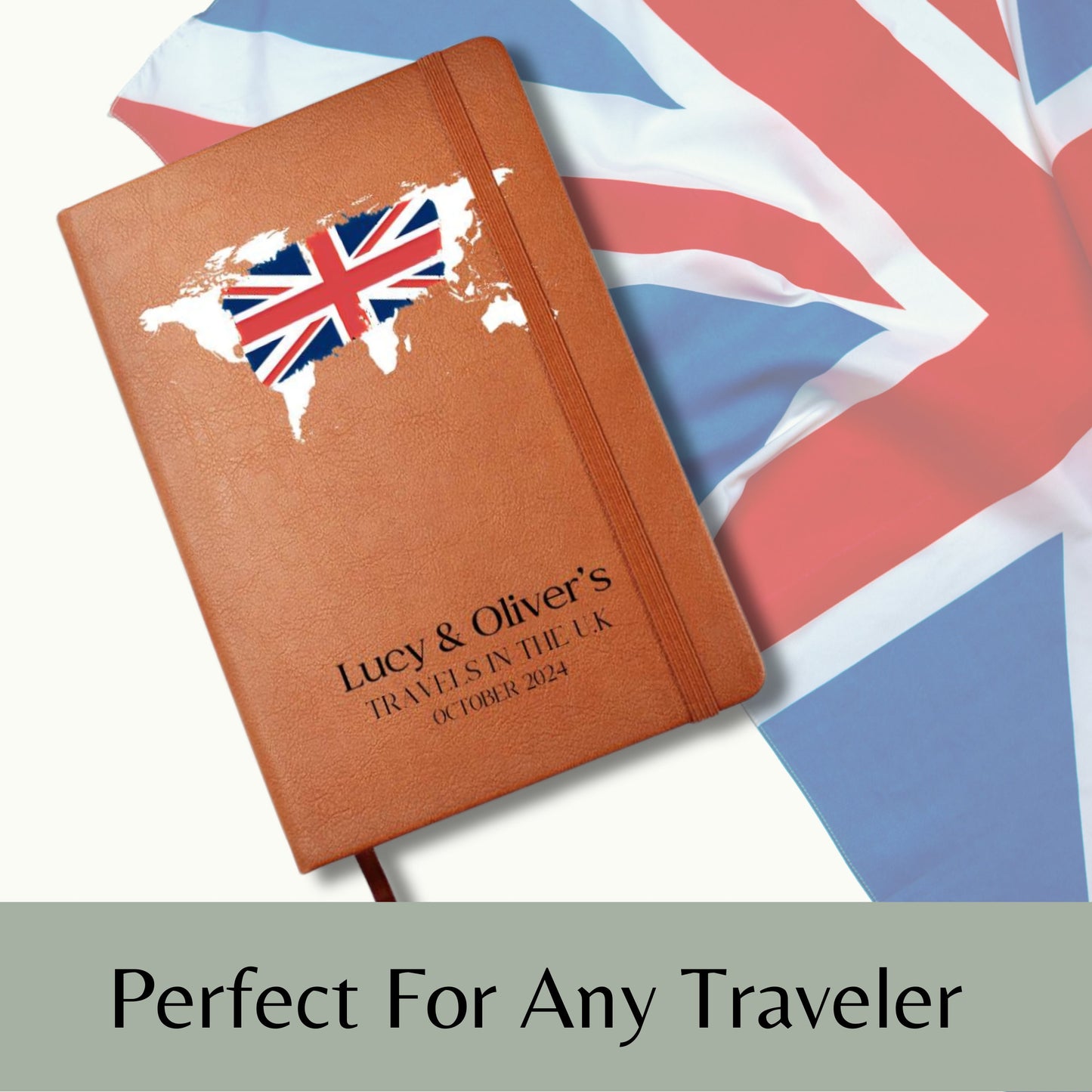 Personalized Leather Travel Journal UK Travel Diary Travel Notebook Custom Travel Planner Journal Bucket List Travel Gift Couple England UK