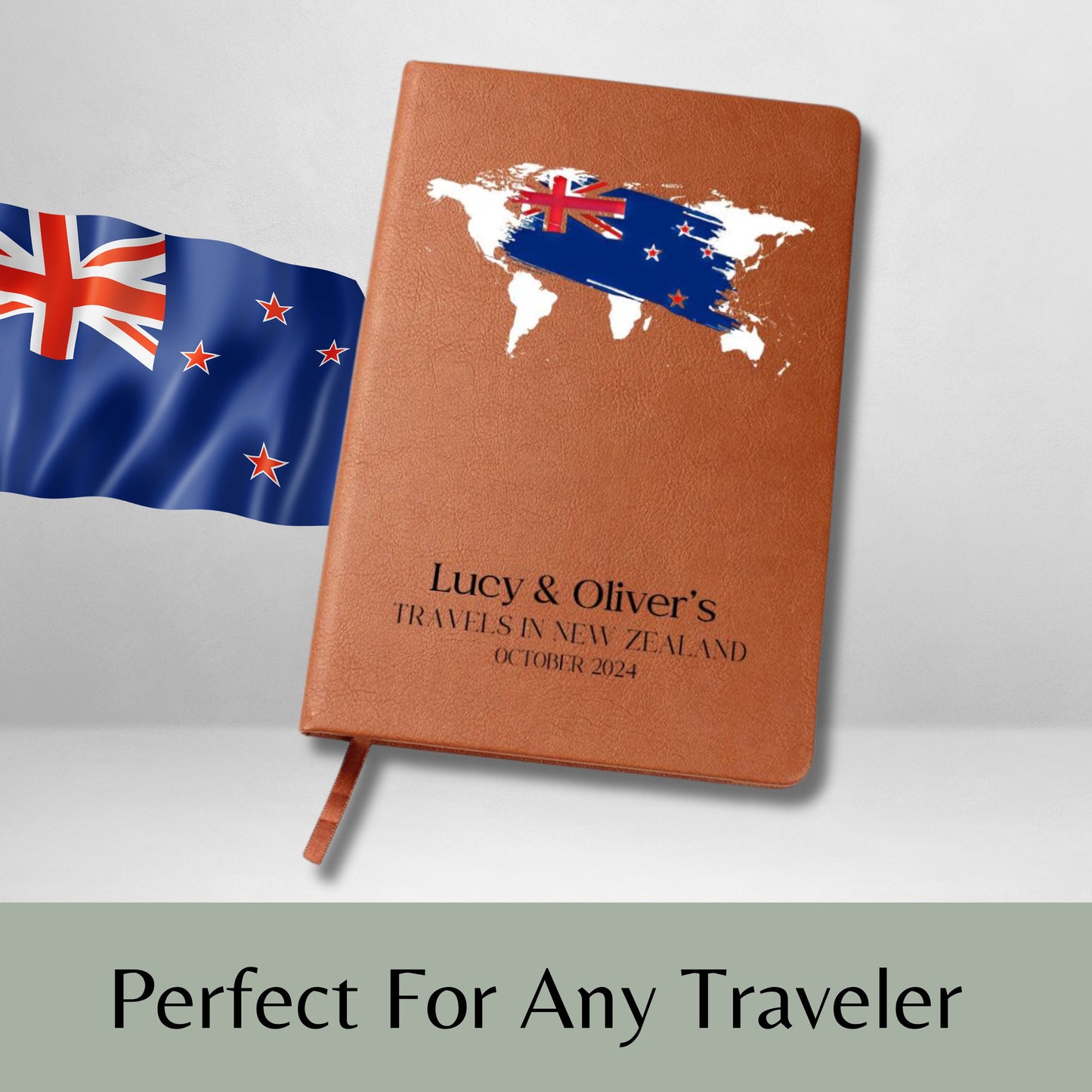 New Zealand Personalized Leather Travel Journal - Custom Travel Notebook Travel Planner Journal Bucket List Travel Gift New Zealand Gift