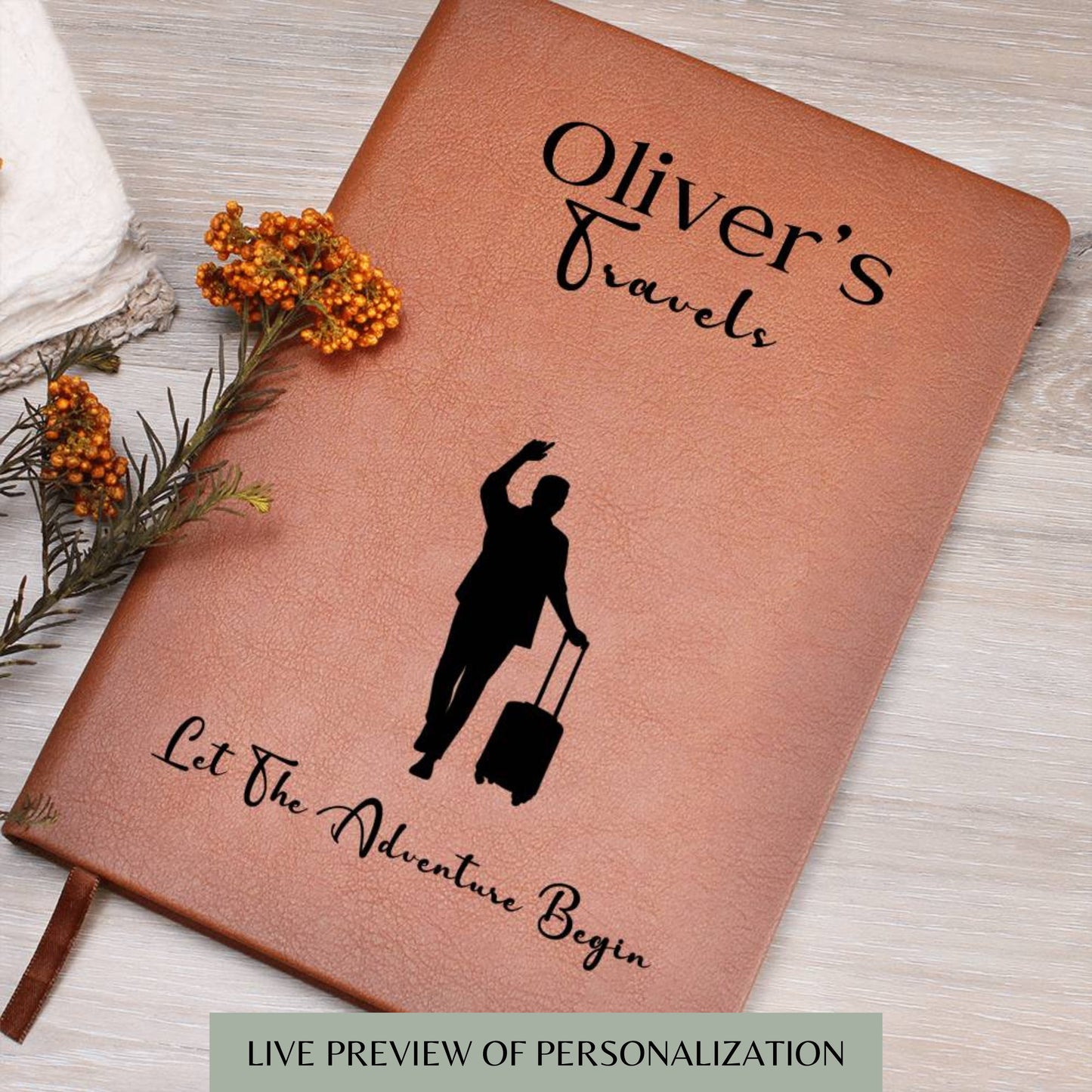 Personalized Leather Travel Journal For Men, Travel Gift For Him, Travel Notebook, Travel Gift, Leather Journal, Travel Diary Travel Planner