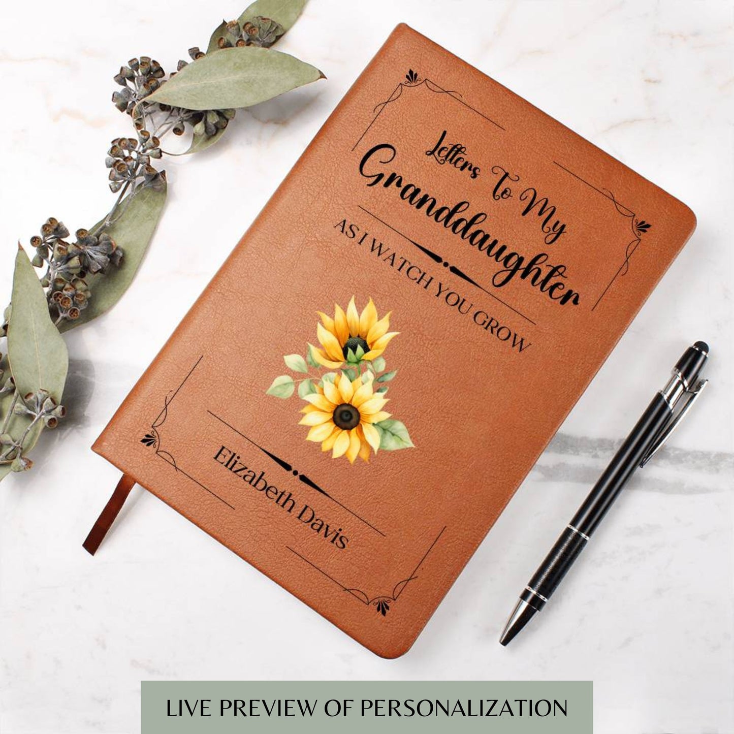 Letters to my Granddaughter Personalized Leather Journal Memory Keepsake Custom Journal Gift Granddaughter Gift from Grandma Grandparent