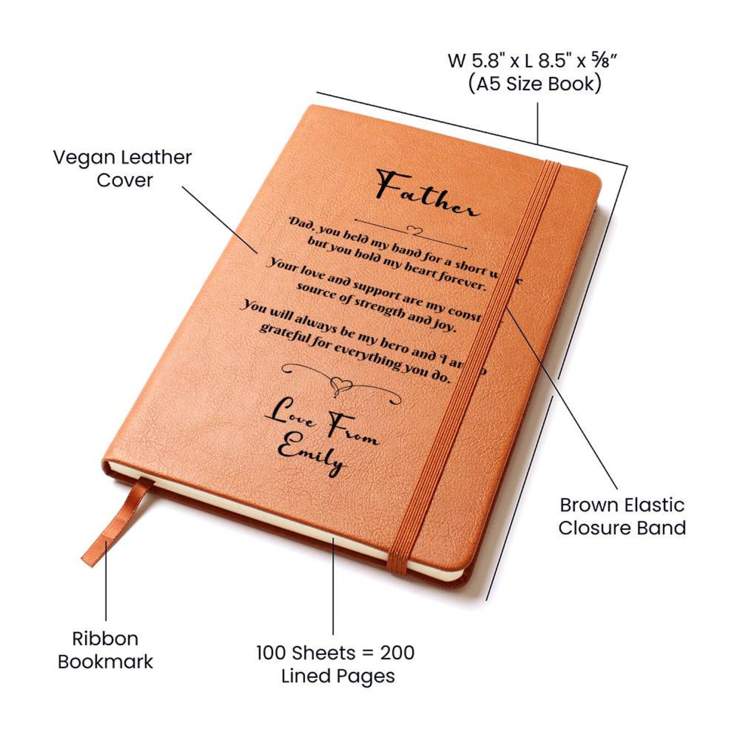 Gift For Dad, Personalized Leather Journal, Father's Day Gift, Birthday Gift For Dad, Anniversary Gift for Him, Father Gift, Best Dad Gift