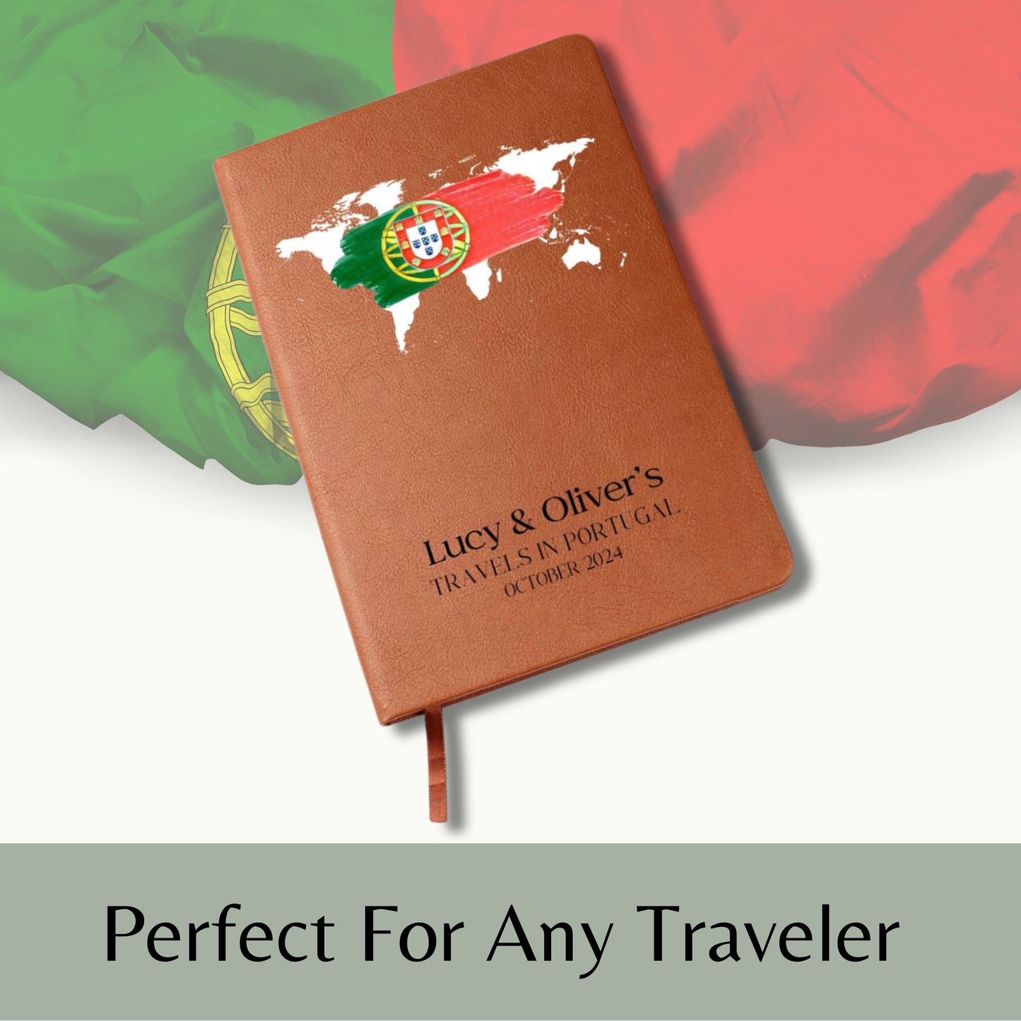 Personalized Leather Travel Journal - Portugal Travel Diary Travel Notebook Custom Travel Planner Journal Bucket List Travel Gift Couple