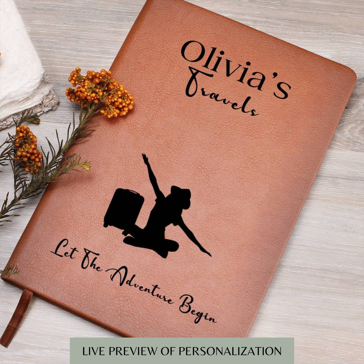 Personalized Leather Travel Journal For Women, Travel Gift For Her, Travel Notebook, Travel Gift, Leather Journal, Travel Gift Bucket List
