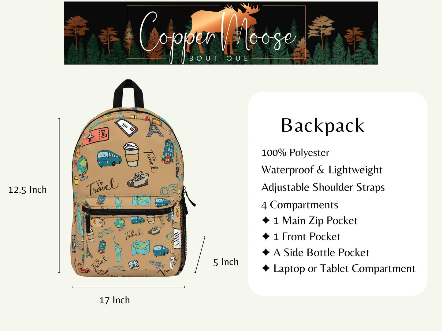 Teen Travel Backpack- Daypack for Traveling, School, Camping, Waterproof Travel Rucksack 17 Inch, Kids Backpack, Laptop Carry on Backpack