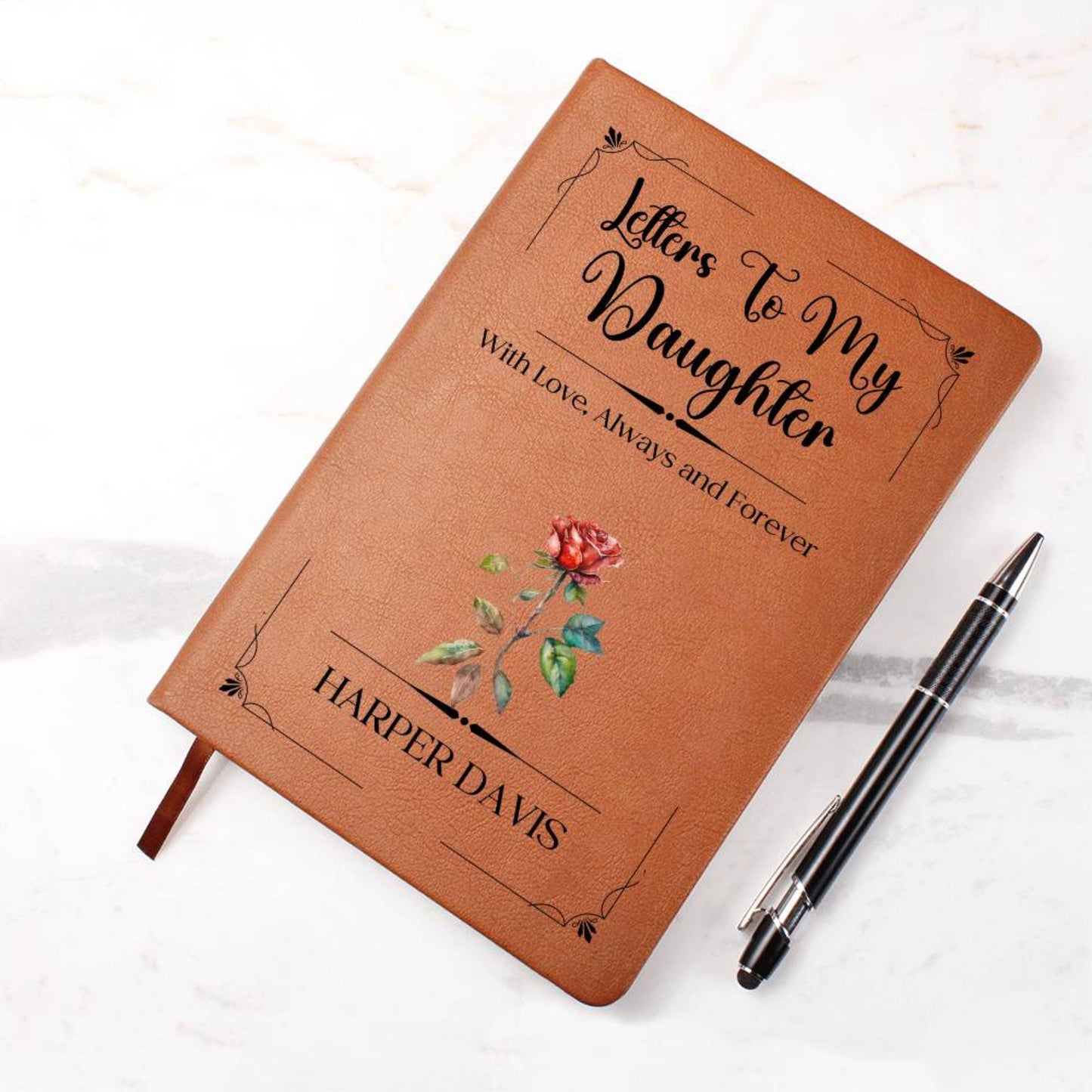 Letters To My Daughter Personalized Leather Journal, Birth Flower Teenage Daughter Gift Daughter Keepsake Journal Mother Daughter Gifts