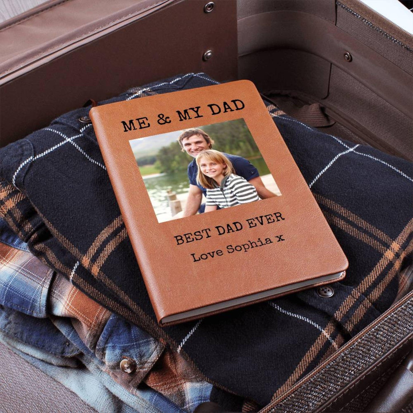 Personalized Book for Dad Custom Photo Leather Journal Memory Book for Dad Father’s Day Gifts For Dad Journal Dad Birthday Gift Christmas