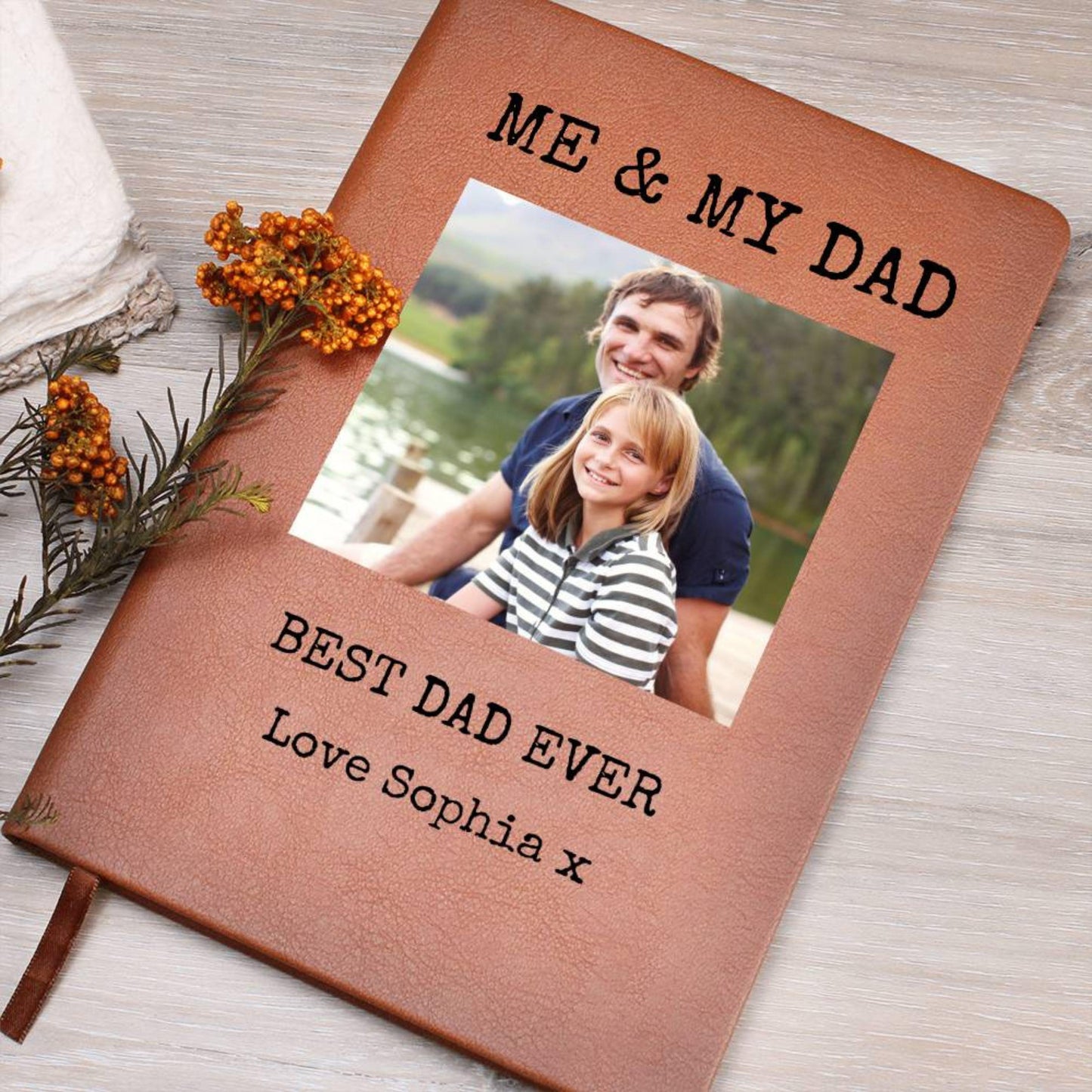 Personalized Book for Dad Custom Photo Leather Journal Memory Book for Dad Father’s Day Gifts For Dad Journal Dad Birthday Gift Christmas