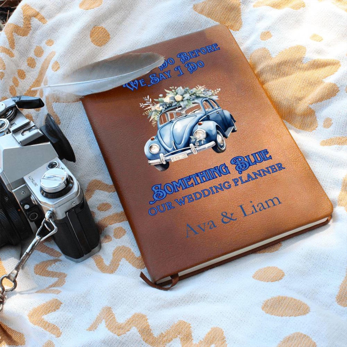 Something Blue Personalised Wedding Planner Custom Blank Leather Wedding Notebook Bridal Shower Gift Bride Keepsake Pre Wedding Gift Bride