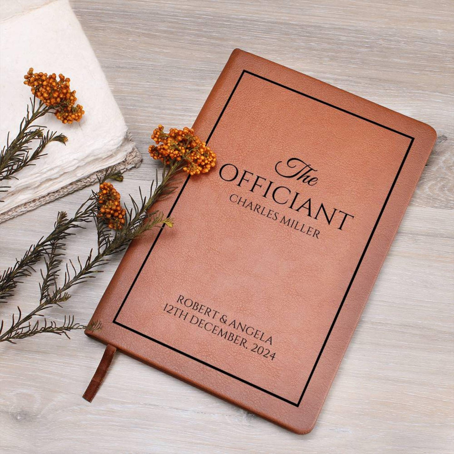 Personalized Officiant Journal- Officiant Gift, A5 Leather Journal Notebook, Wedding Journal, Officiant Proposal, Pastor Gift Officiant Book