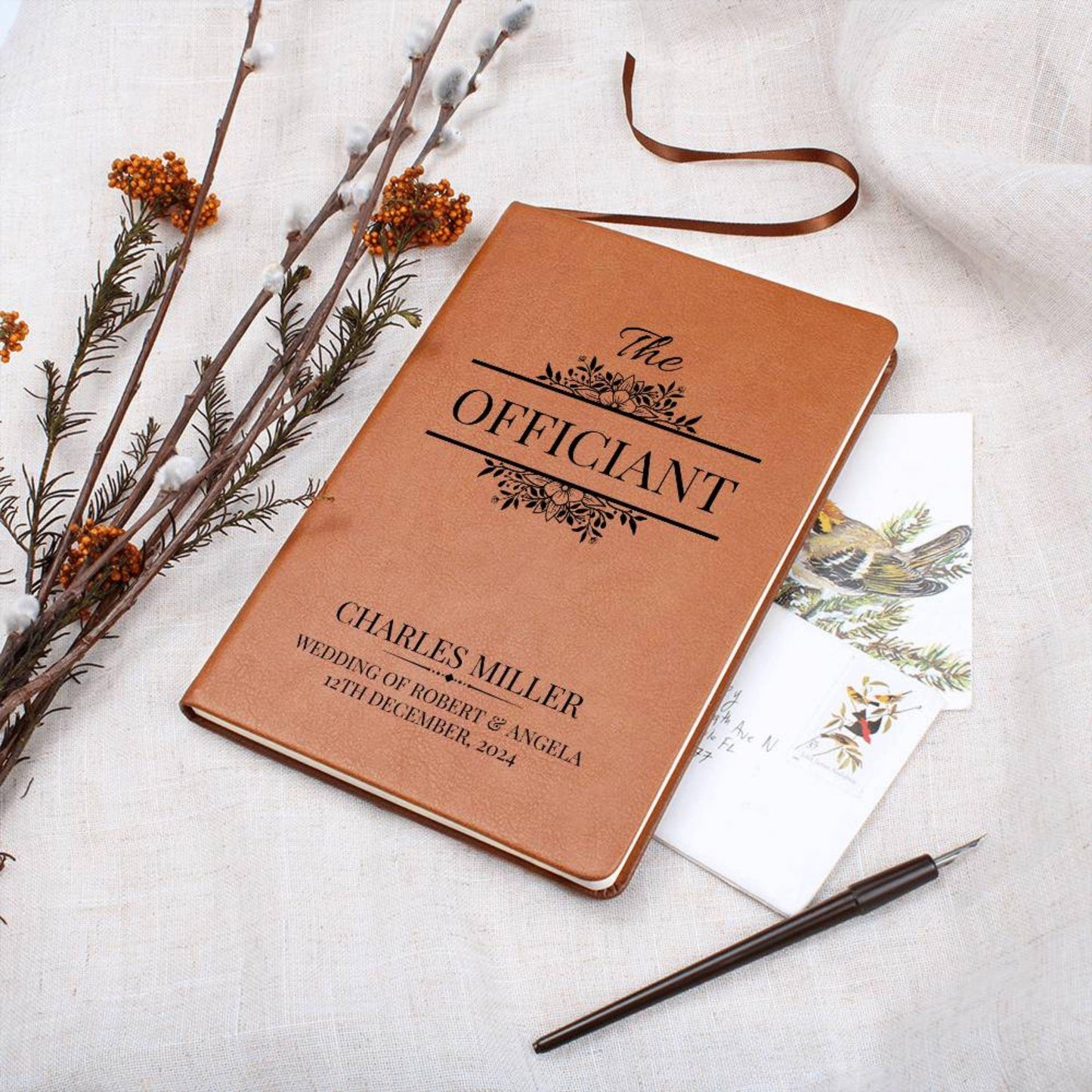 Personalized Officiant Journal- Custom Officiant Notebook A5 Leather Notebook, Wedding Journal Officiant Proposal Pastor Gift Officiant Book