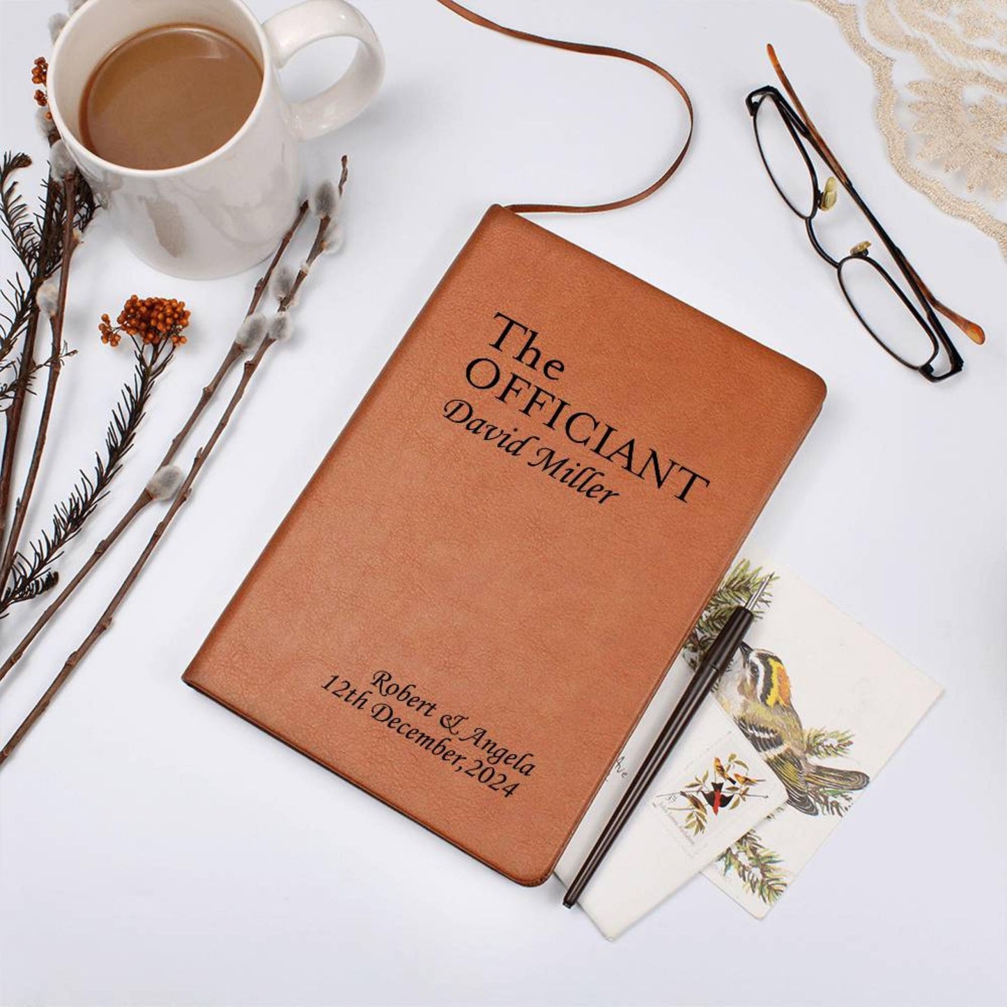 Custom Officiant Journal- Officiant Gift, A5 Leather Journal Notebook, Wedding Journal, Personalized Officiant Proposal, Pastor Gift Book