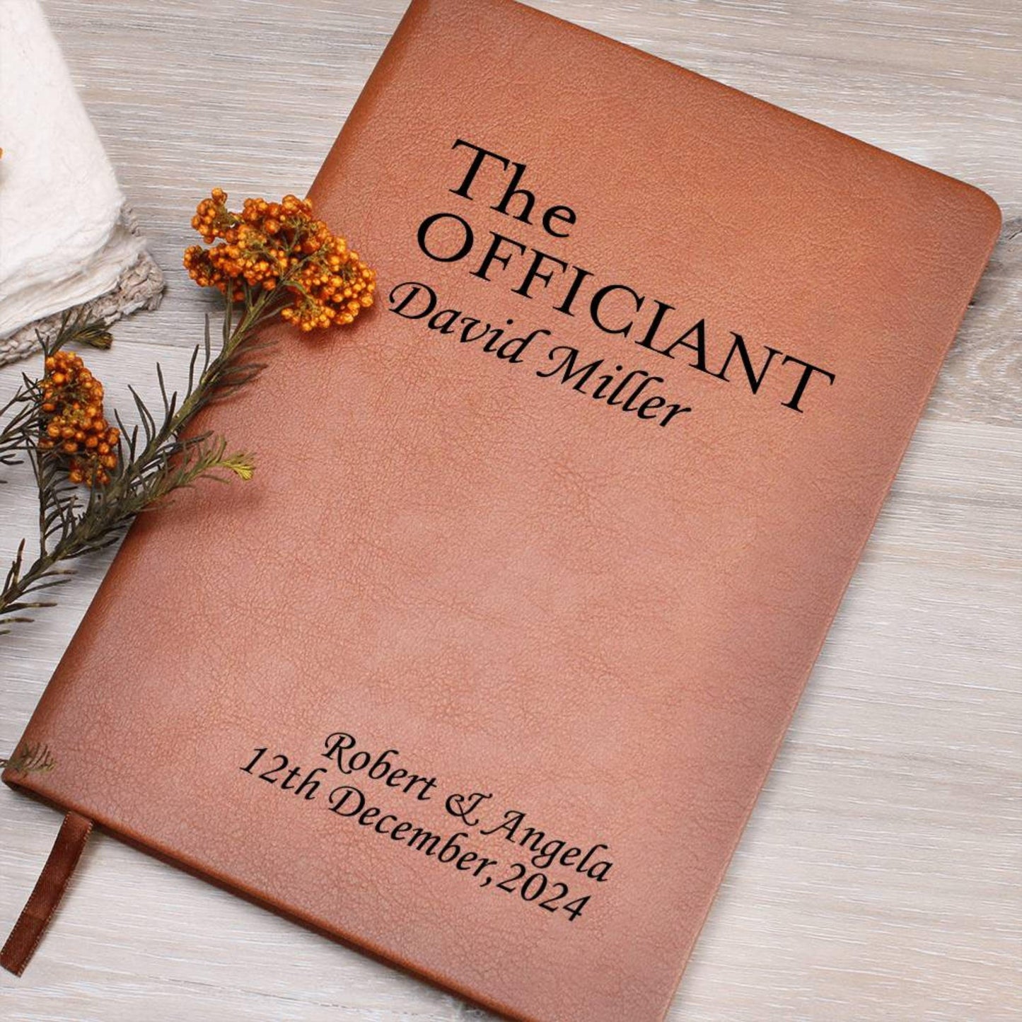 Custom Officiant Journal- Officiant Gift, A5 Leather Journal Notebook, Wedding Journal, Personalized Officiant Proposal, Pastor Gift Book