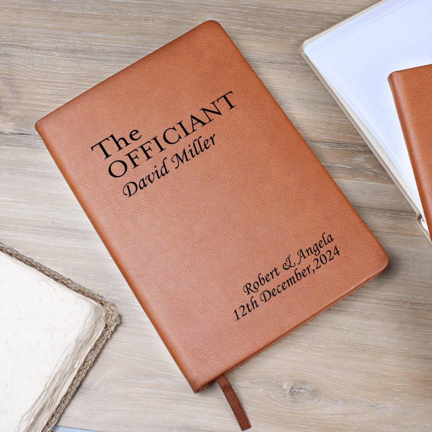 Custom Officiant Journal- Officiant Gift, A5 Leather Journal Notebook, Wedding Journal, Personalized Officiant Proposal, Pastor Gift Book