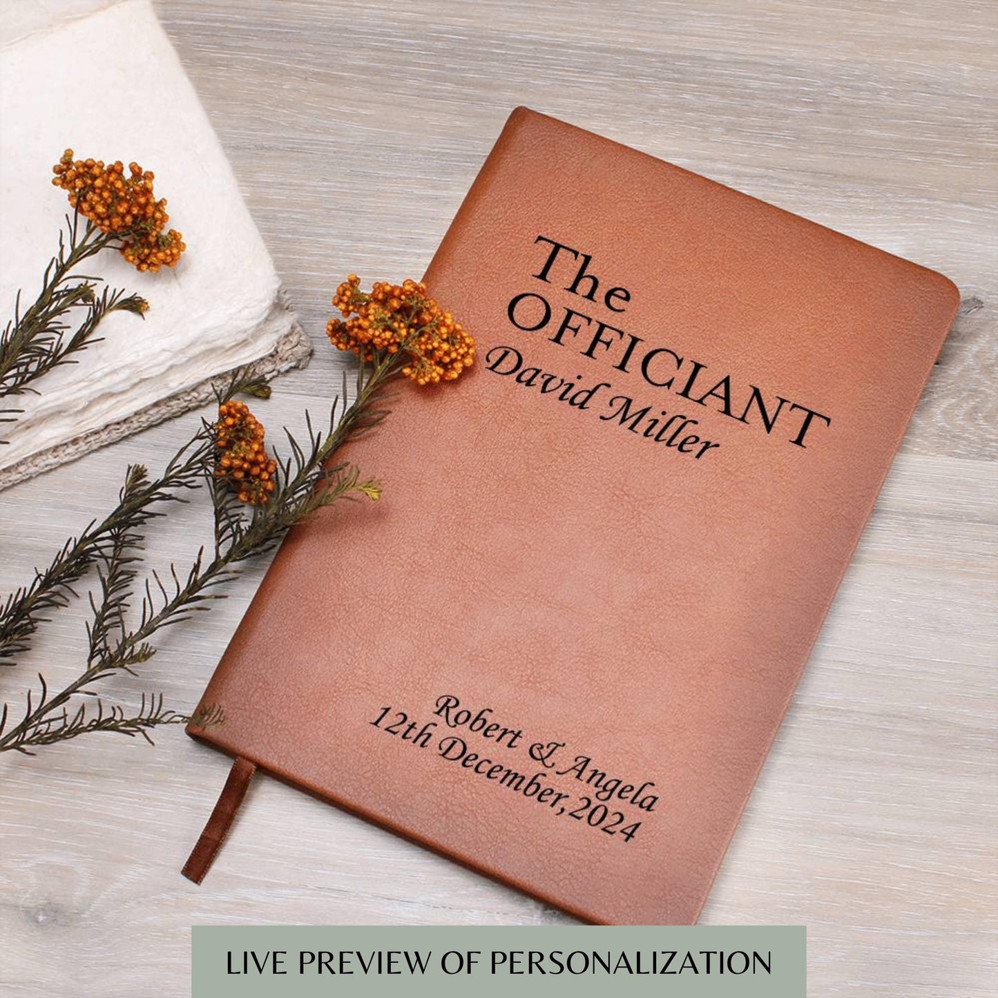 Custom Officiant Journal- Officiant Gift, A5 Leather Journal Notebook, Wedding Journal, Personalized Officiant Proposal, Pastor Gift Book
