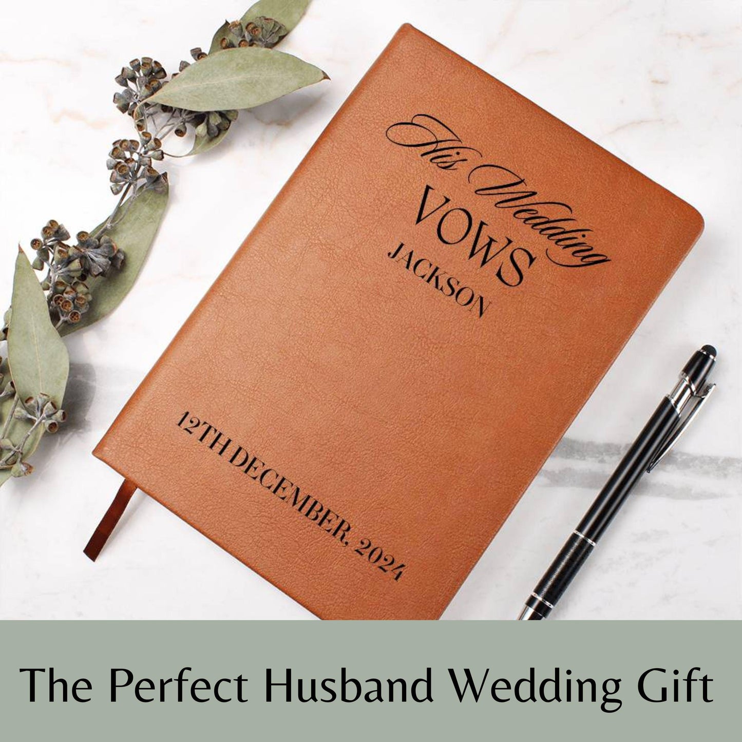 Personalized Wedding Vow Book Leather - His Wedding Vows Journal For Groom Gifts Ideas, Custom Vow Books, Wedding Personalized Vows Gift