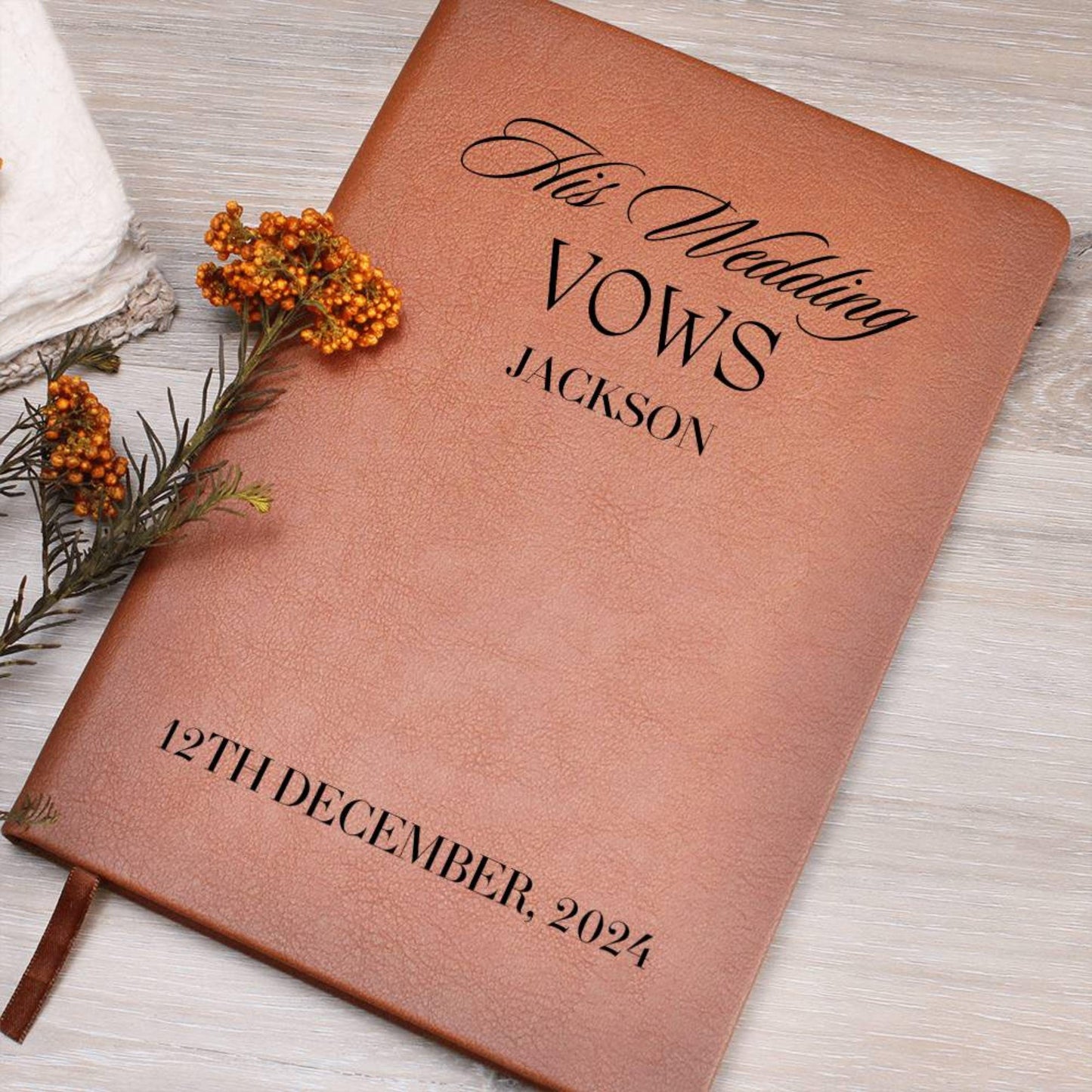 Personalized Wedding Vow Book Leather - His Wedding Vows Journal For Groom Gifts Ideas, Custom Vow Books, Wedding Personalized Vows Gift
