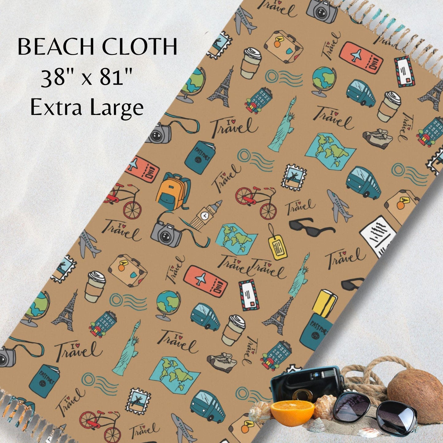 Teen Travel Beach Cloth | Boho Beach Blanket | Teenage Travel Gift | Beach Throw Blanket | Girls Trip Gifts | Vacation Travel Beach Cloth