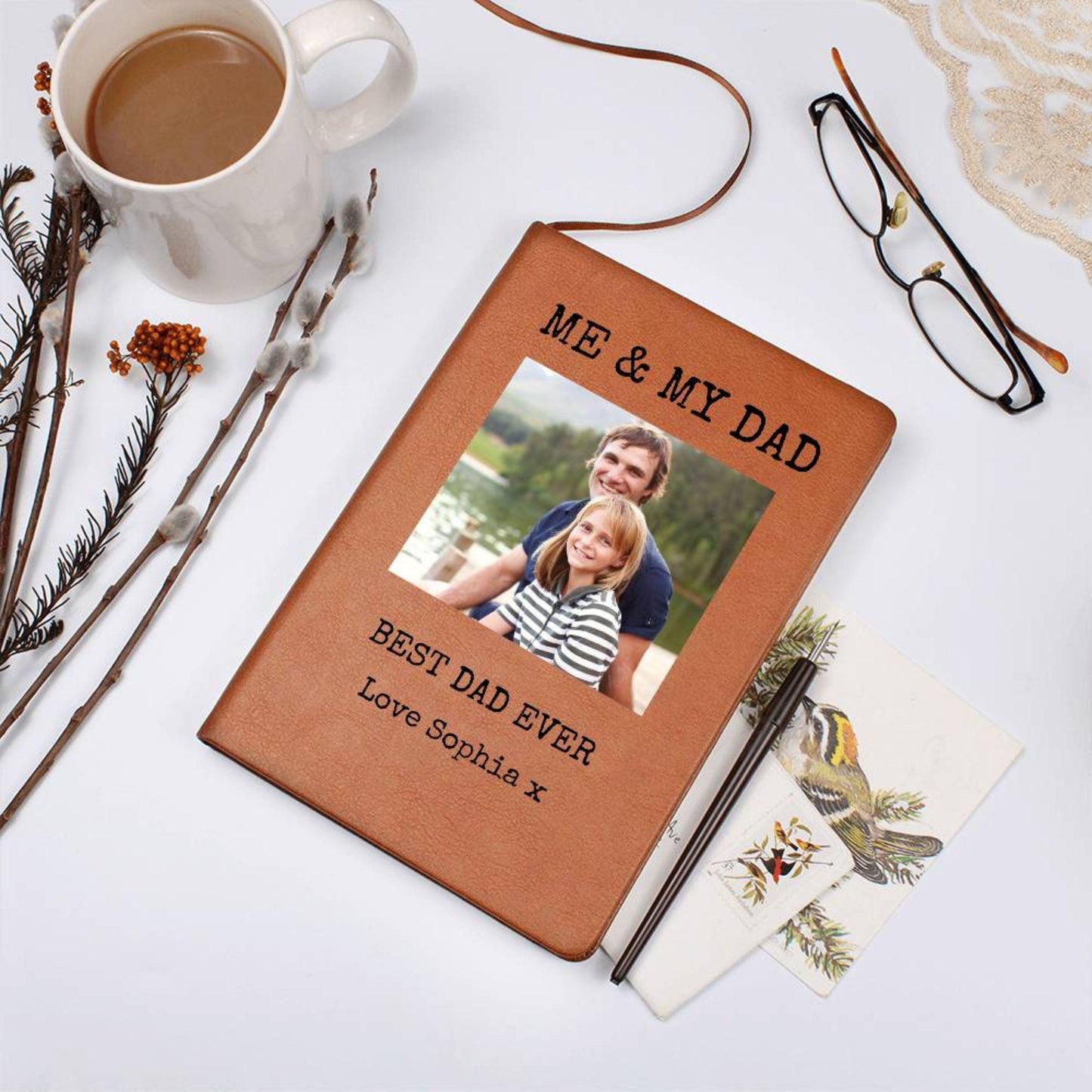 Personalized Book for Dad Custom Photo Leather Journal Memory Book for Dad Father’s Day Gifts For Dad Journal Dad Birthday Gift Christmas