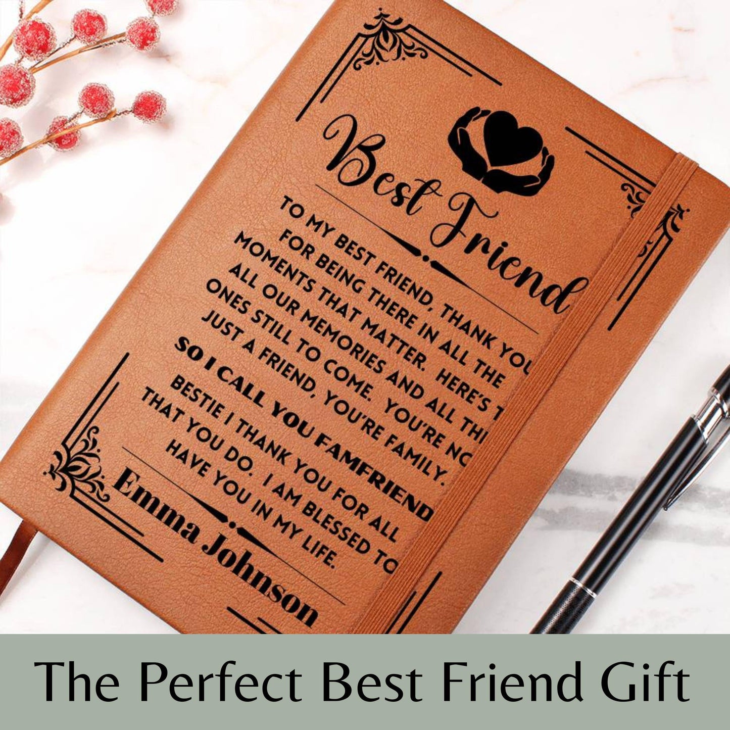 Personalized Best Friend Leather Journal, Custom Best Friend Gift For Best Friend Birthday Gift For Friends Soul Sister Gift Bestie BFF Gift