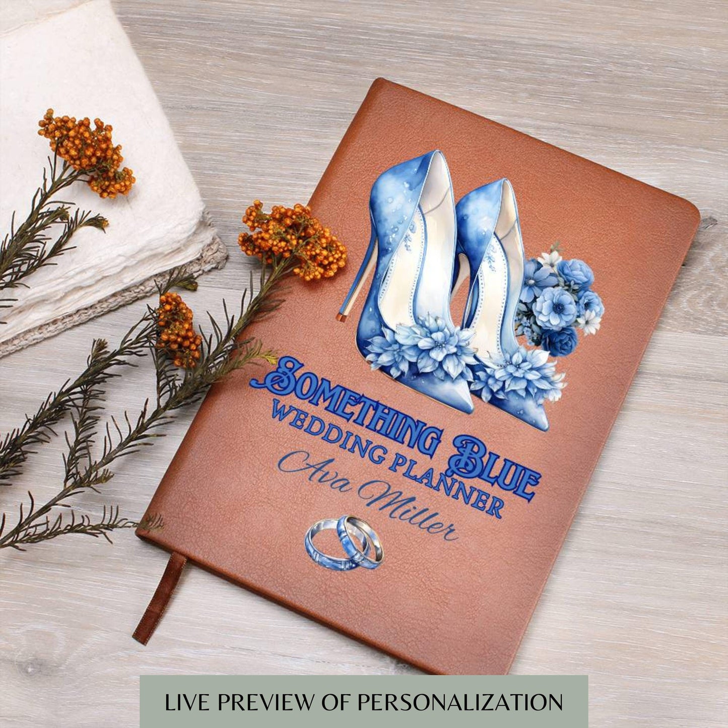 Something Blue Personalised Wedding Planner Custom Leather Wedding Notebook Engagement Gift Bridal Shower Gift Bride Keepsake Wedding Gift