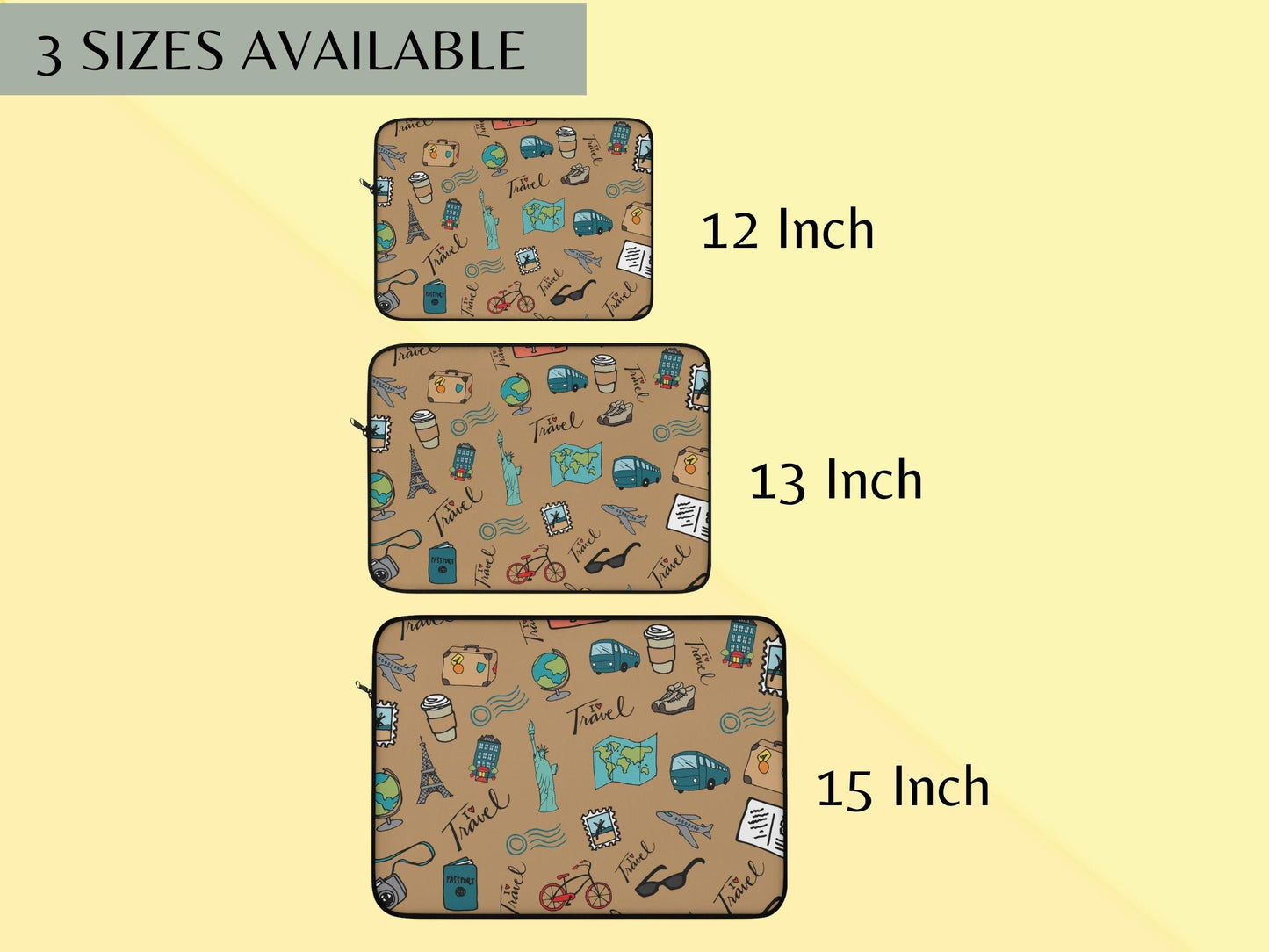 Teen Travel Laptop Sleeve - Travel Tablet Sleeve - 3 Sizes Laptop Bag - Laptop Tablet Case - Laptop Tablet Bag -Travel Gift -Laptop Case Bag
