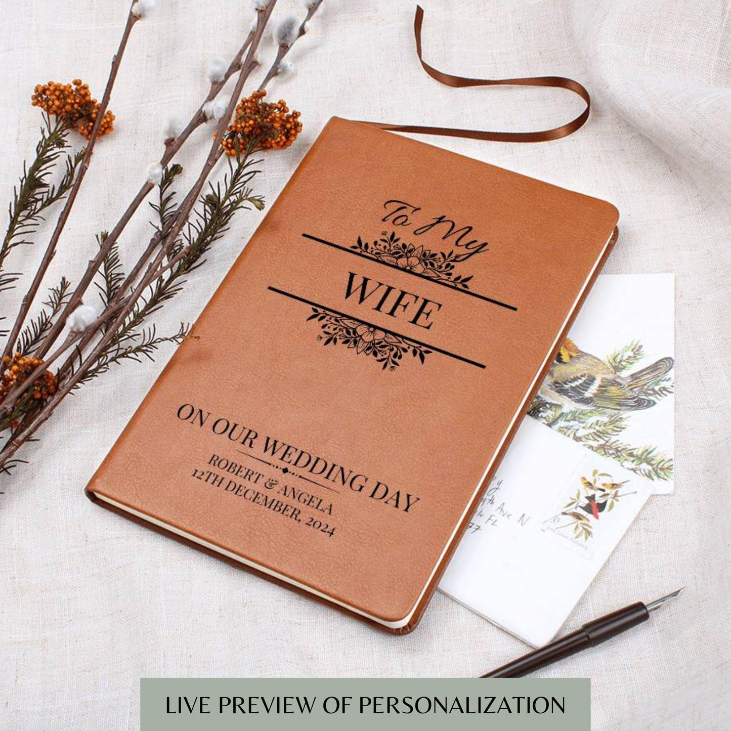 Personalized Wedding Vow Book Leather - His Vows Journal, To My Wife Notebook, Custom Vow Books Wedding Personalized Vows Gift His Vow Book