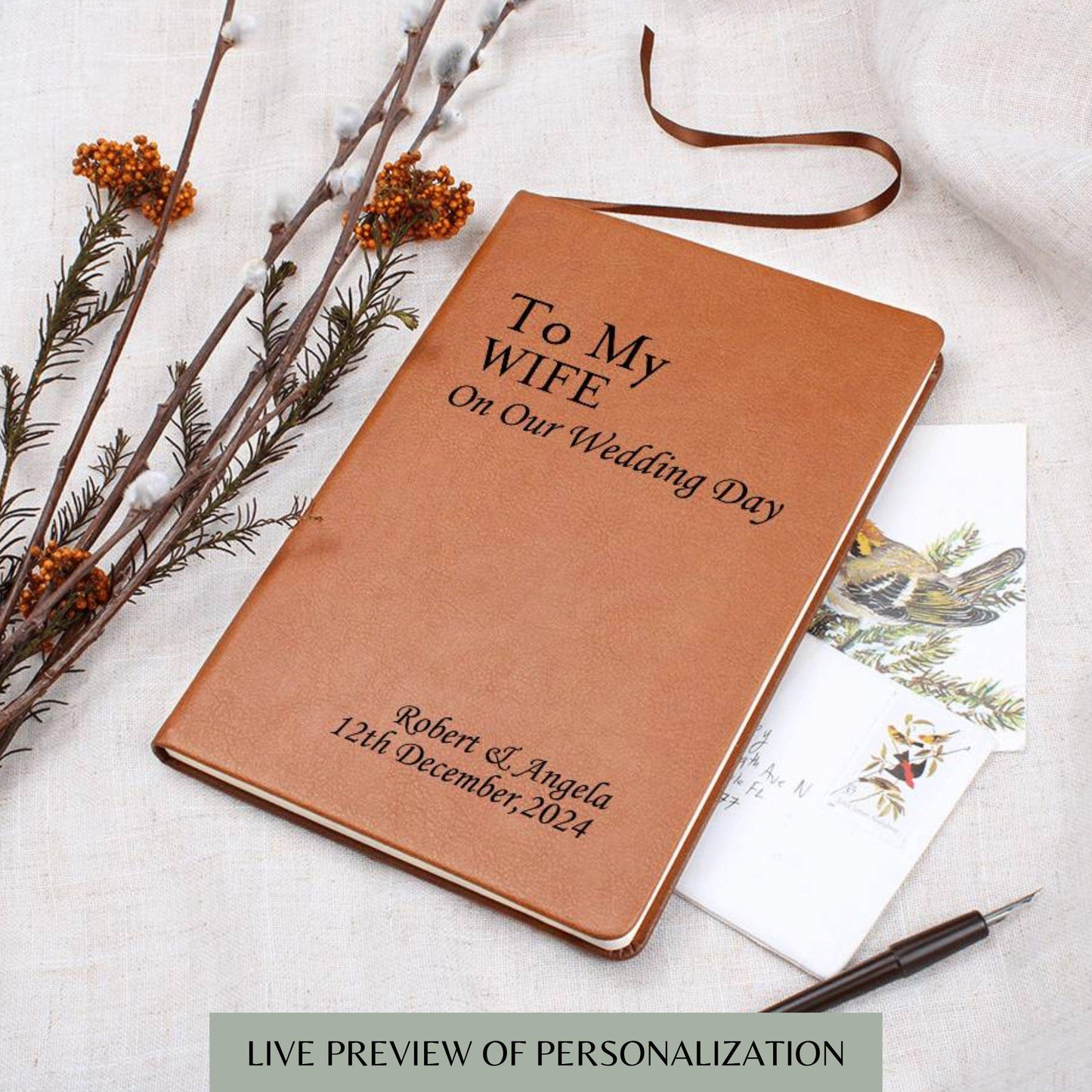 Personalized Wedding Vow Leather Journal- His Vows Wedding Letter Keepsake To My Wife On Our Wedding Day Notebook For Bride From Groom Gift