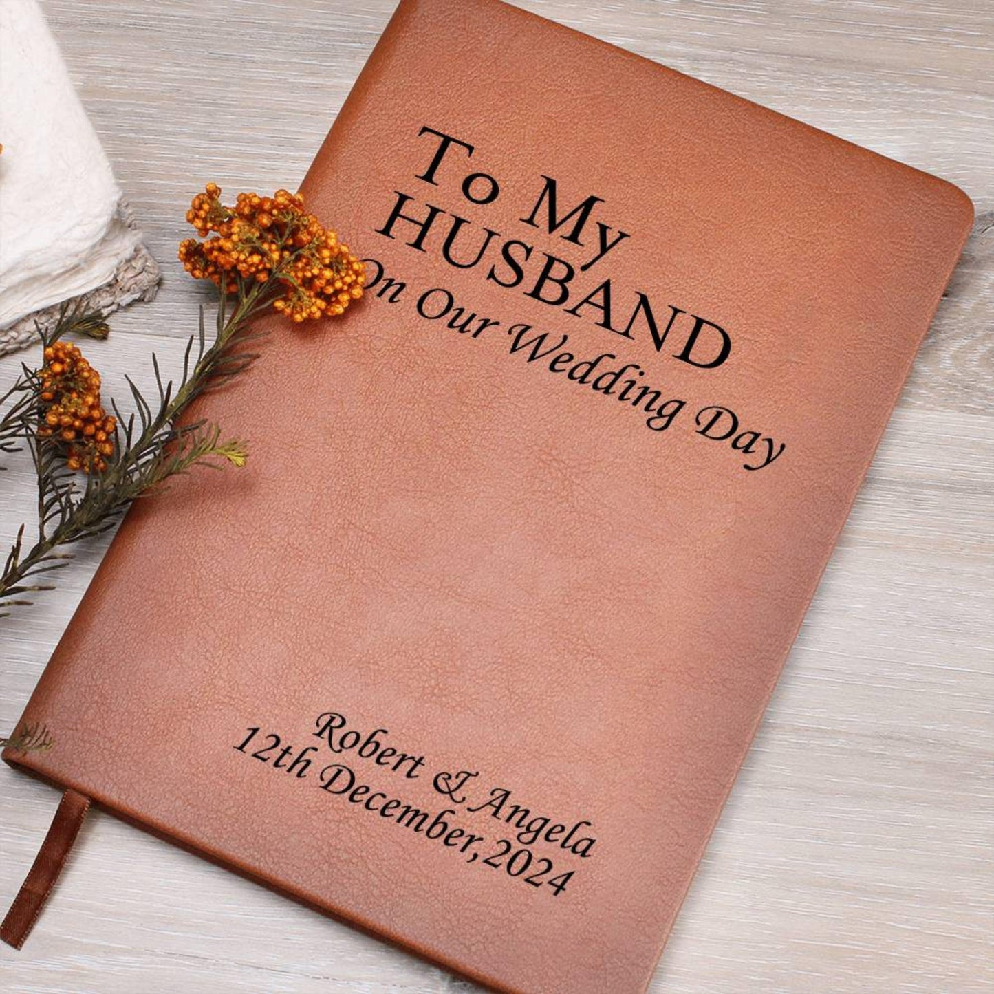 Personalized Wedding Vow Leather Journal- Her Vows Wedding Letter Keepsake To My Husband On Our Wedding Day Notebook For Groom From Bride