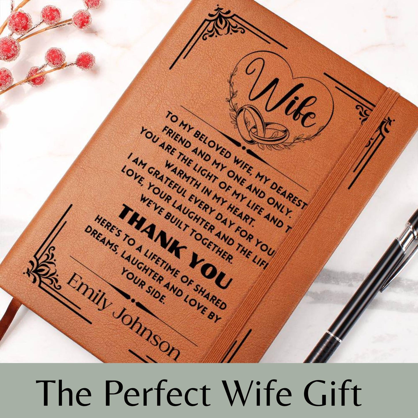 Personalized Wife Gift Leather Journal Custom Birthday Gift For Wife Christmas Gift Wife Anniversary Gift Wife Wedding 3rd Anniversary Gift