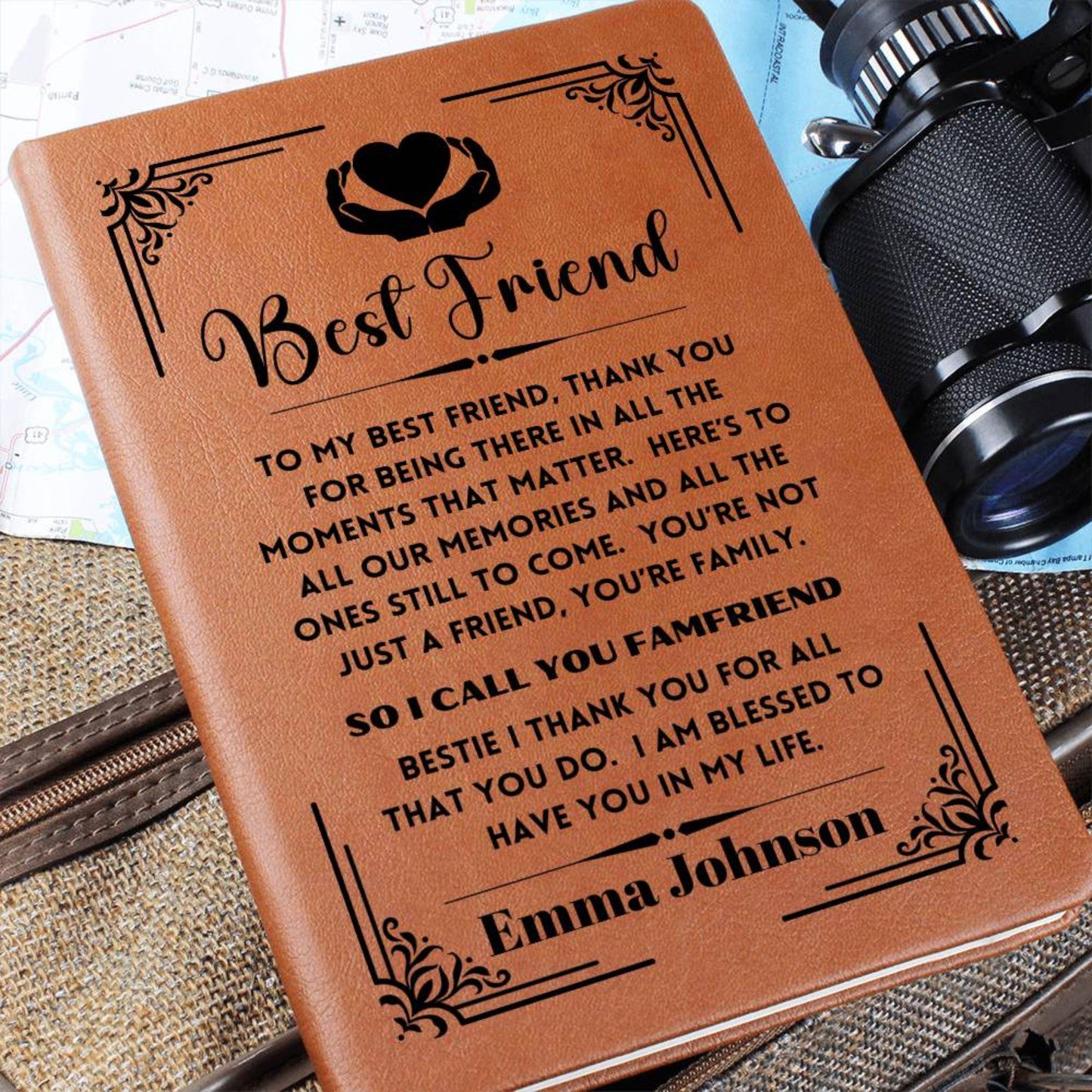 Personalized Best Friend Leather Journal, Custom Best Friend Gift For Best Friend Birthday Gift For Friends Soul Sister Gift Bestie BFF Gift
