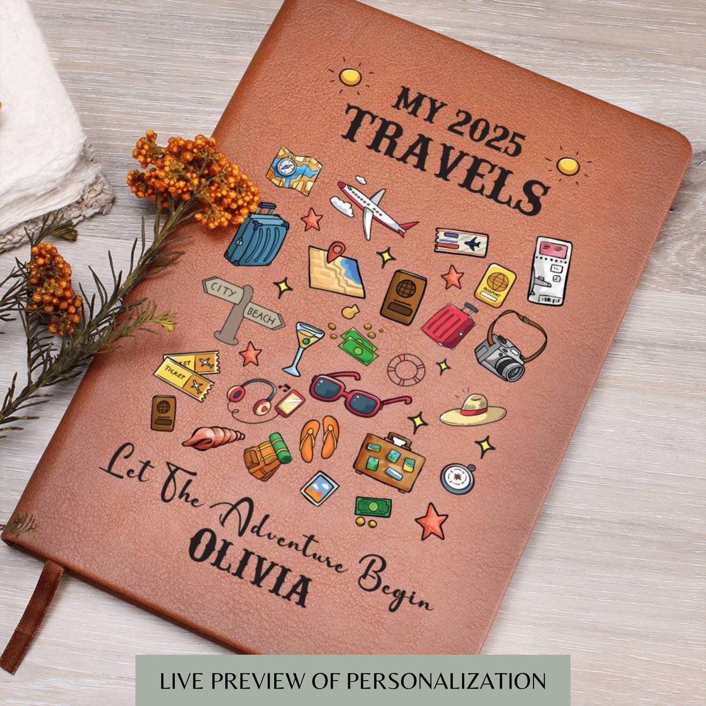 Personalised Leather Travel Journal- Teen Travel Journal, My Travel Journal Memory Keepsake Journal For Her/Him Camping, A5 Leather Notebook