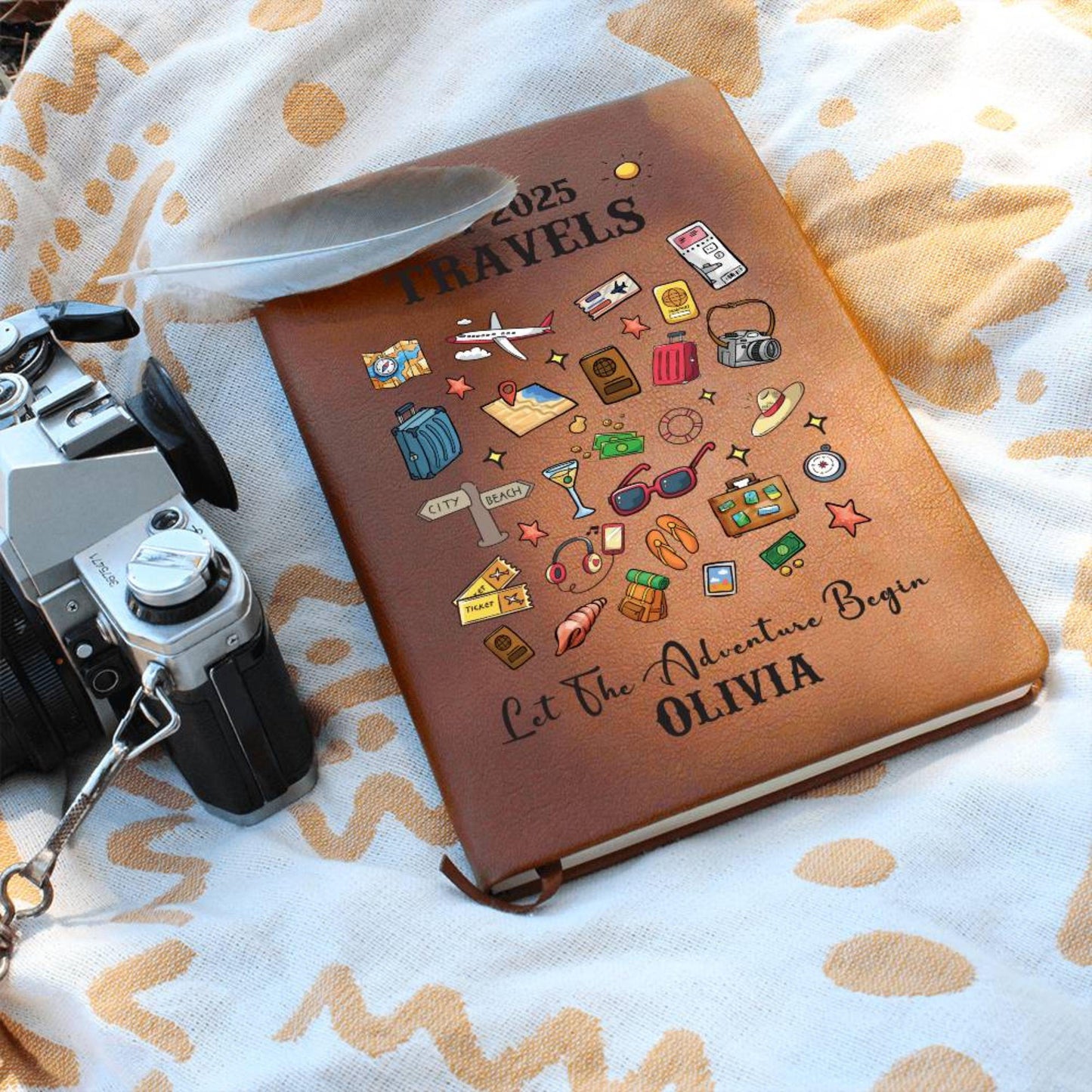 Personalised Leather Travel Journal- Teen Travel Journal, My Travel Journal Memory Keepsake Journal For Her/Him Camping, A5 Leather Notebook