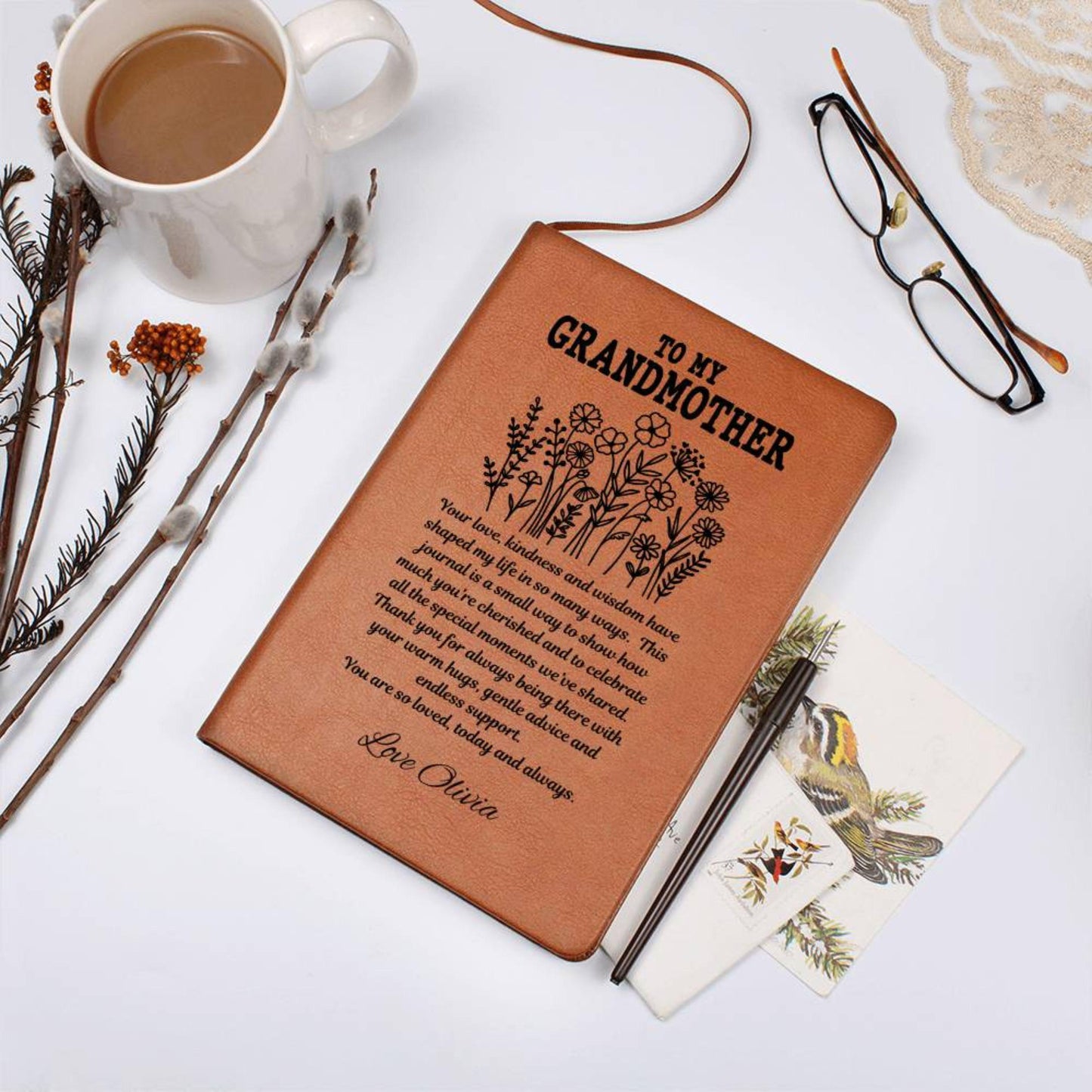 Personalized Leather Grandmother Journal-Grandmother Gift Memory Journal Grandmother Keepsake Gift Birthday Gift Custom Grandma Gift To Nana