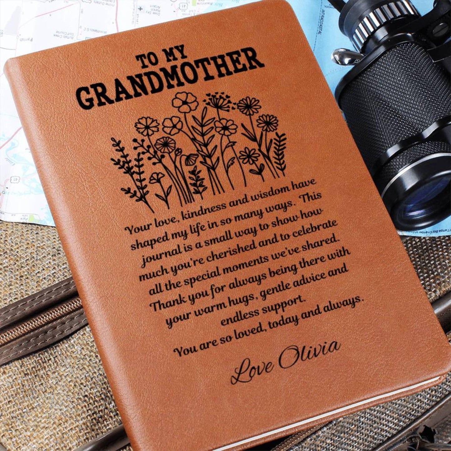 Personalized Leather Grandmother Journal-Grandmother Gift Memory Journal Grandmother Keepsake Gift Birthday Gift Custom Grandma Gift To Nana