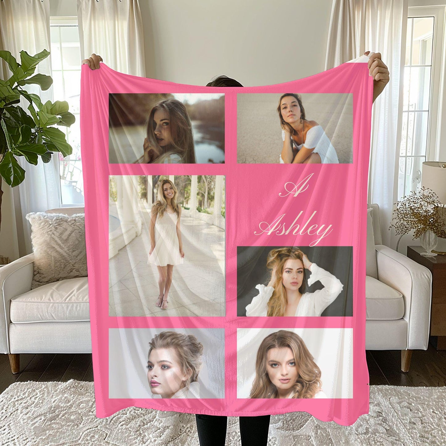 Personalized Photo Blanket, Photo Collage Gifts for Him or Her, Customized Name Photo Blanket, Special Memory Keepsake for Wedding, Birthday
