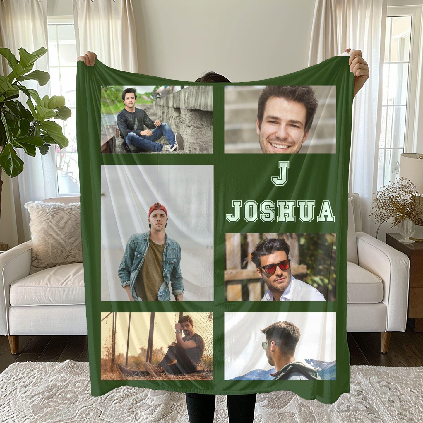 Personalized Photo Blanket, Photo Collage Gifts for Him or Her, Customized Name Photo Blanket, Special Memory Keepsake for Wedding, Birthday