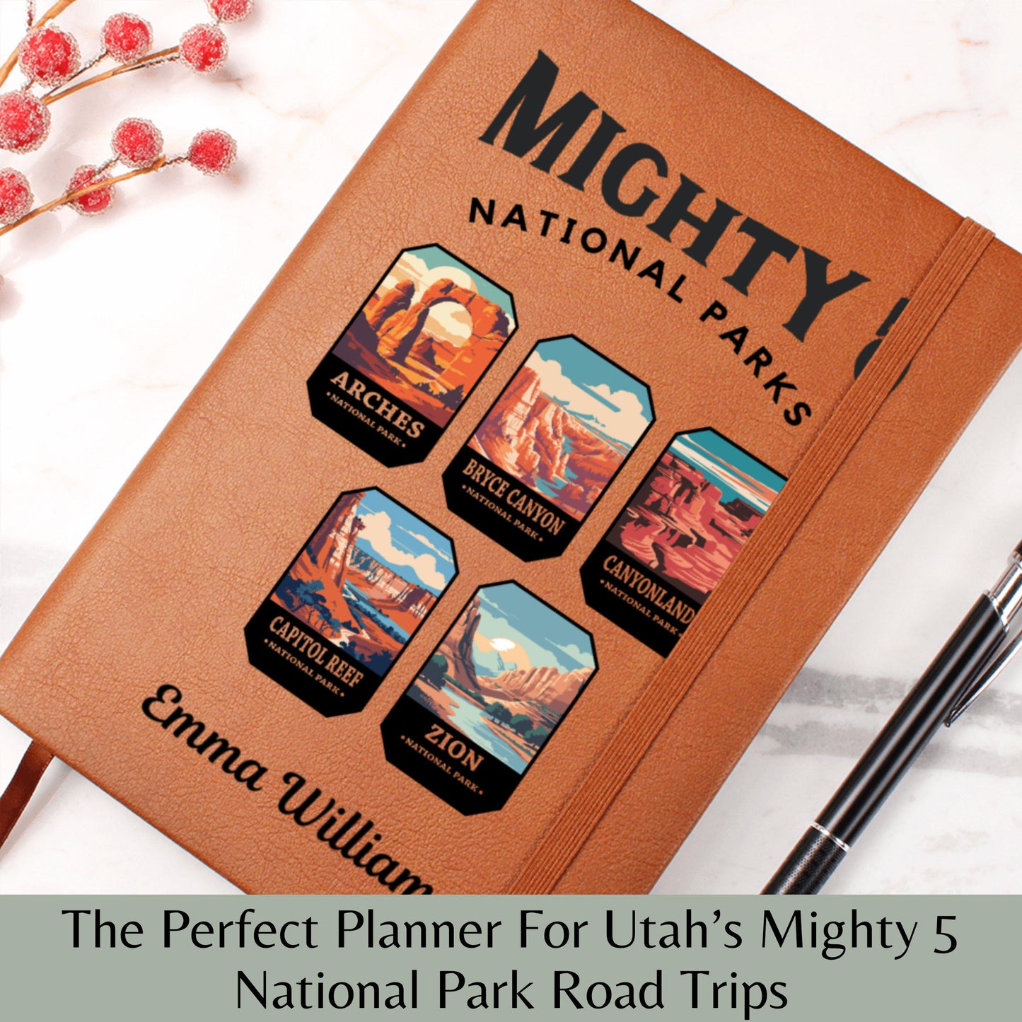 Mighty Five National Parks Leather Journal Road Trip Tracker National Park Gift Family Travel Diary Park Tracker USA Parks Lover Gift