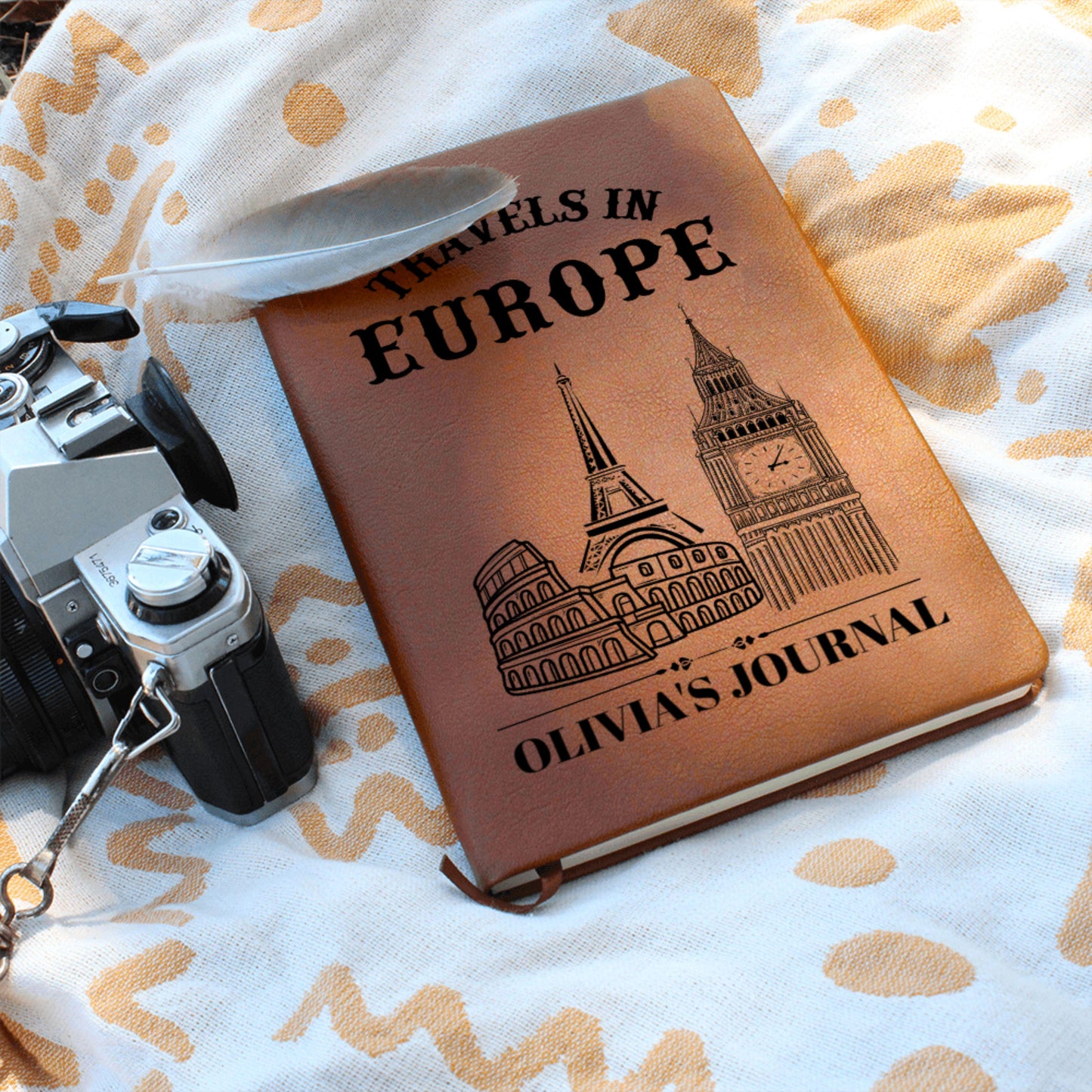 Personalized Travels in Europe Leather Journal Custom Travel Notebook Adventure Diary Gift Travel Memory Book for Him Her A5 Travel Gift
