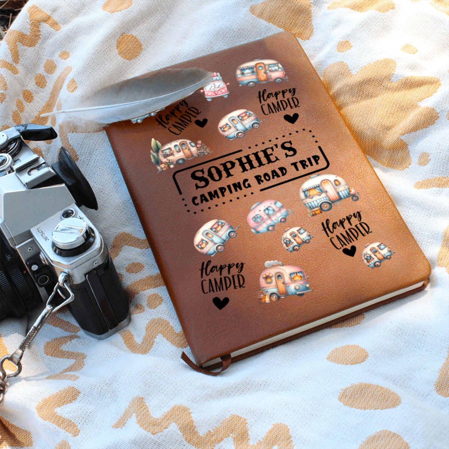 Camping Journal for Teen Girls Personalized Road Trip Planner Cute Travel Diary Adventure Log Gift for Outdoorsy Girls Campers Van Life Gift