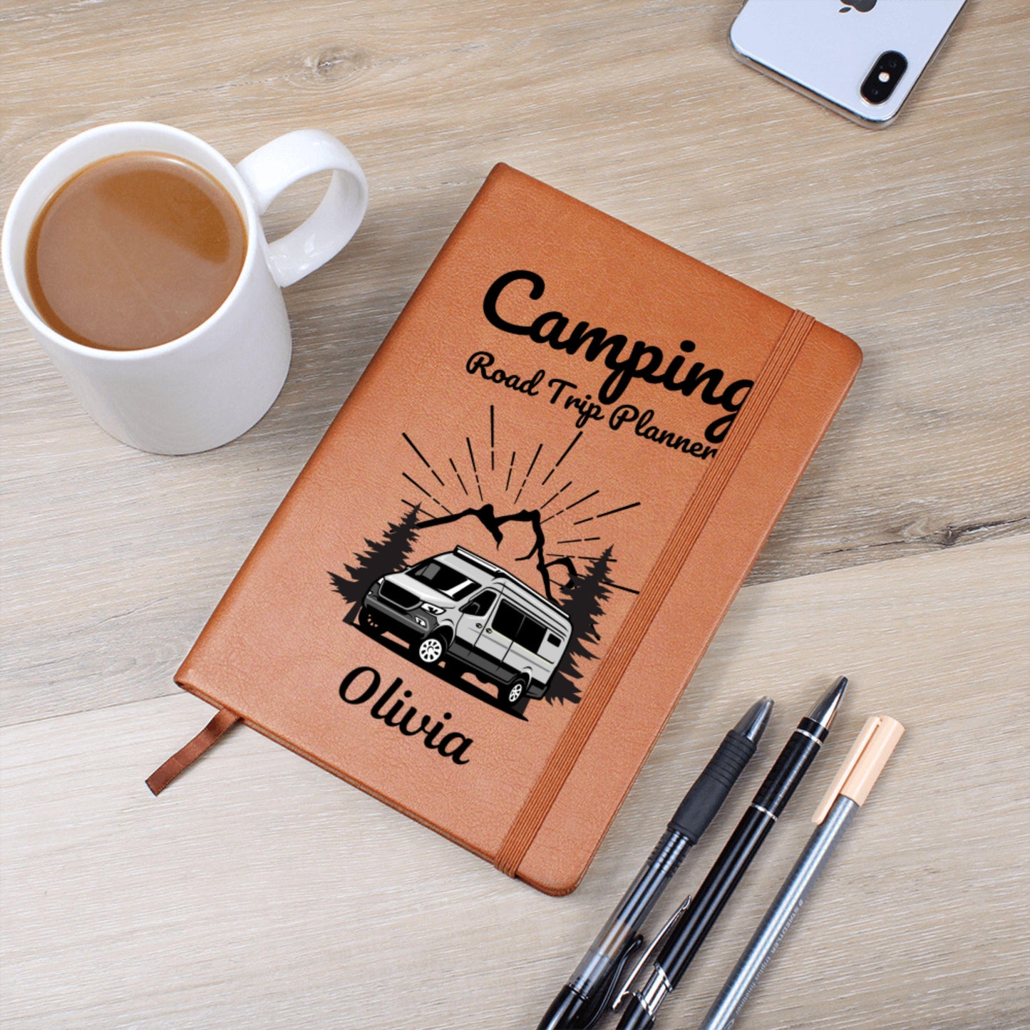 Personalized Camping Journal Custom Travel Notebook Outdoor Adventure Log Book Gift for Campers RV Travelers Hiking Memory Diary Planner