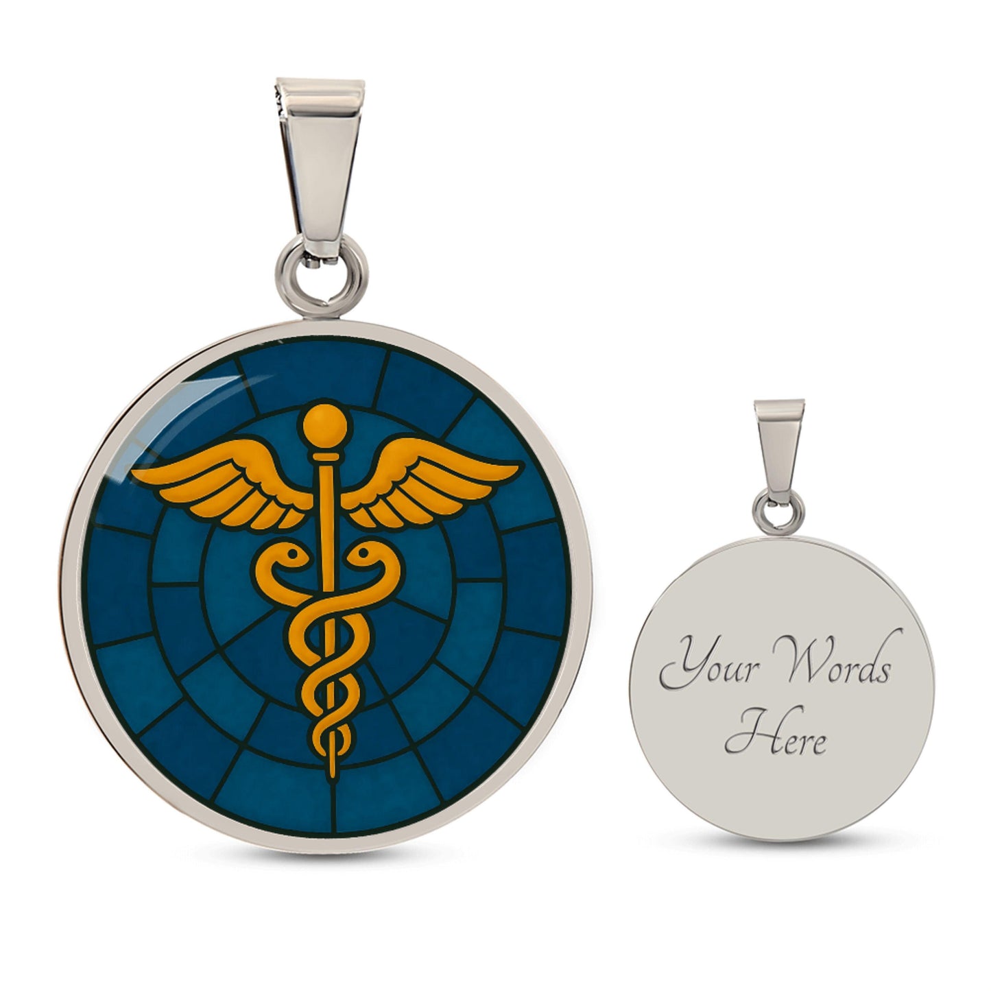 White Coat Ceremony Necklace Caduceus Pendant Personalized Medical Gift for Doctor Nurse PA Med Student Match Day or Graduation Keepsake