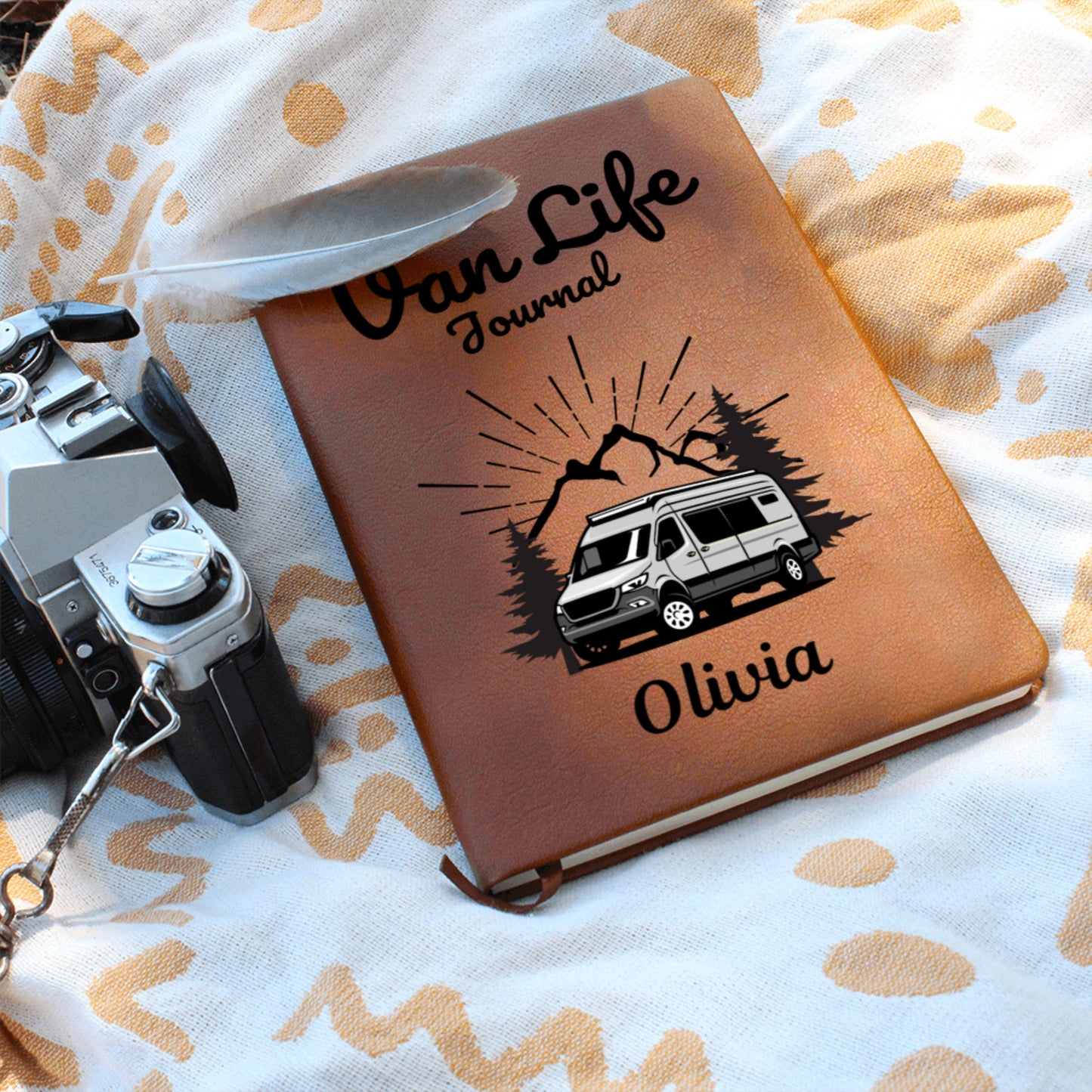 Custom Leather Van Life Travel Journal Personalized Camper Adventure Notebook RV Road Trip Diary Gift for Travelers Nomads Nature Lovers