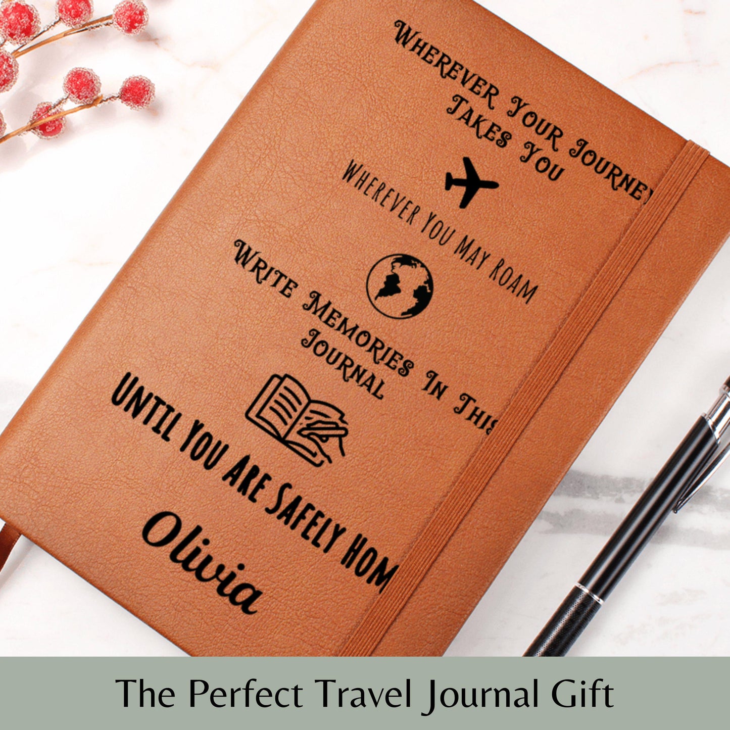 Personalized Travel Journal Keepsake Custom Name Adventure Notebook Farewell Gift for Backpackers Safe Travels Memory Book for Her or Him