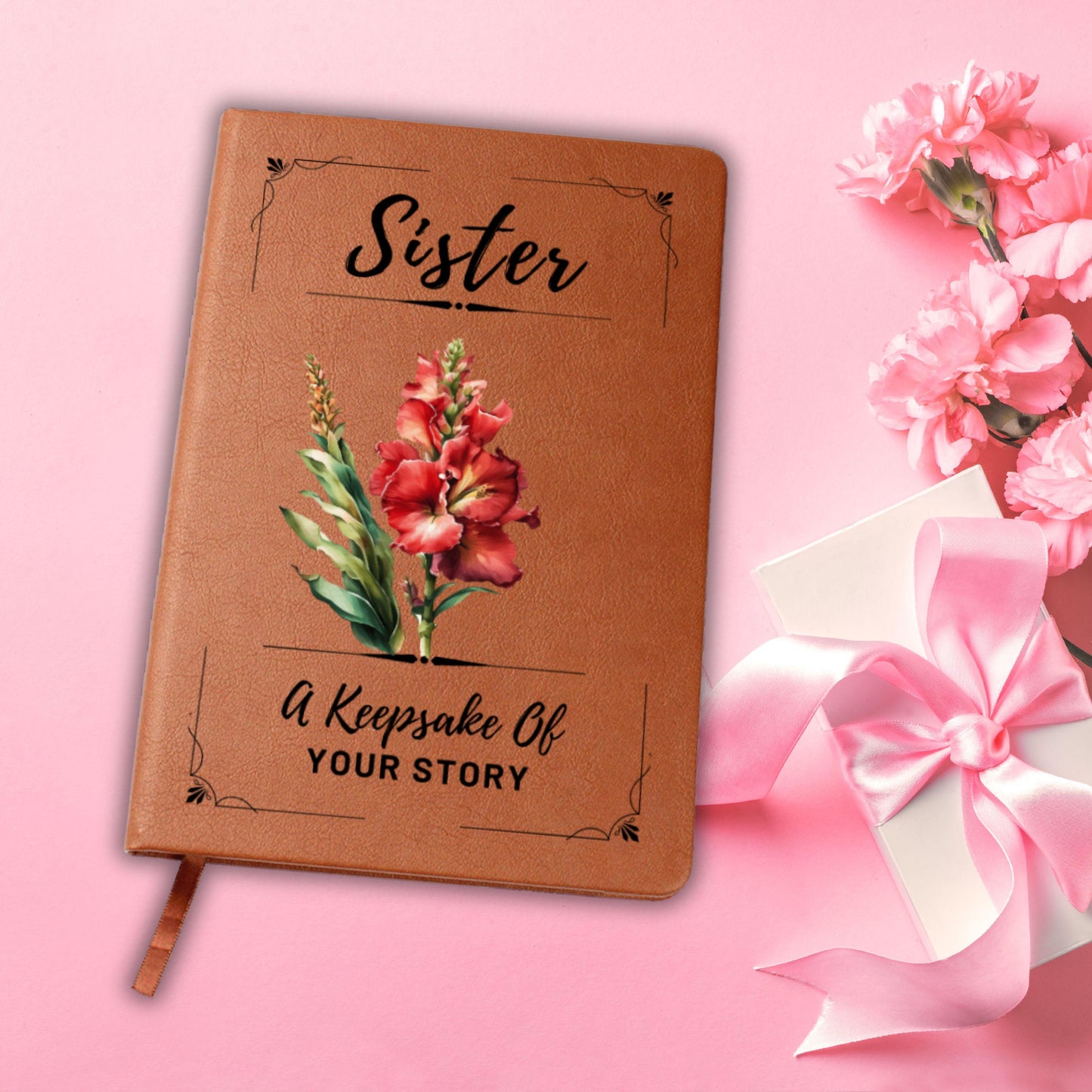 Personalized Sister Journal Birth Flower Memory Book – Thoughtful Gift for Sister Birthday, Keepsake Notebook, Sentimental Big Sis Gift