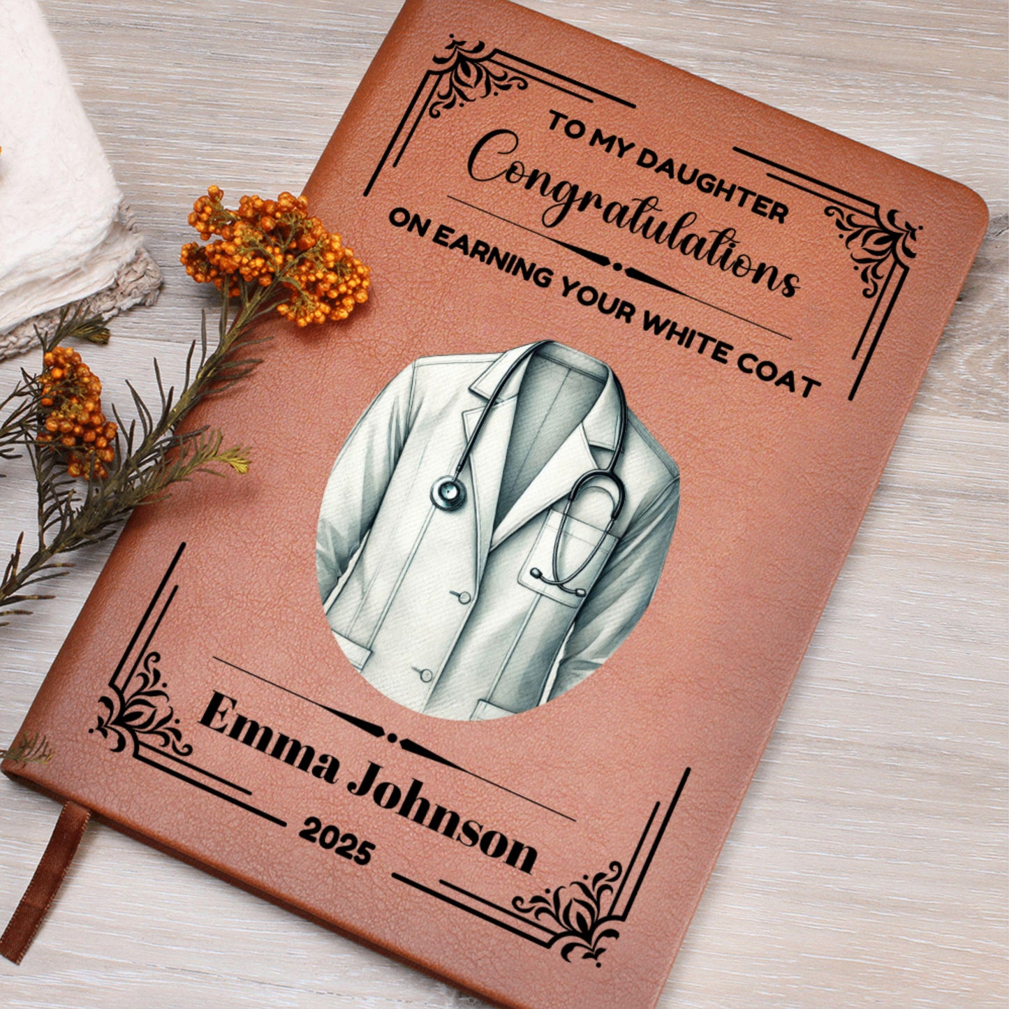 To My Daughter White Coat Ceremony Gift, Personalized Graduation Journal, Medical Milestone Keepsake, Gift for Future Doctor Nurse Vet PA