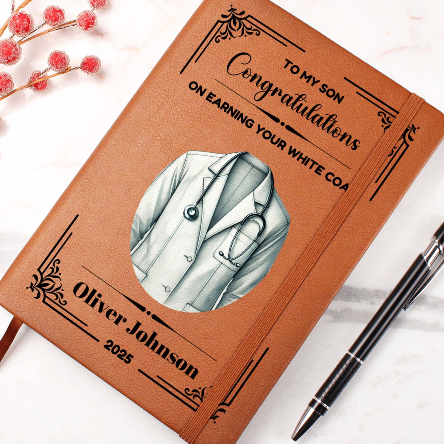 To My Son White Coat Ceremony Gift, Personalized Graduation Journal, Medical Milestone Keepsake, Gift for Future Doctor Nurse Vet PA