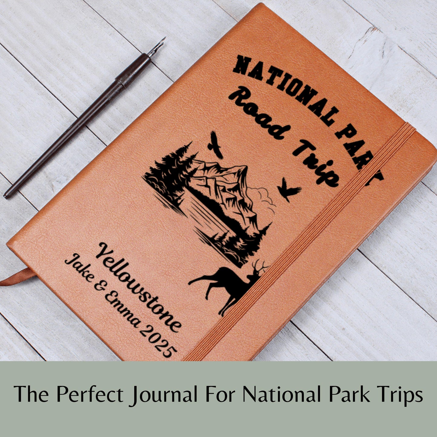 Custom National Park Leather Journal – Personalized Travel Notebook for All 63 Parks, Hiking Gift, Camping Trip Planner, Adventure Log