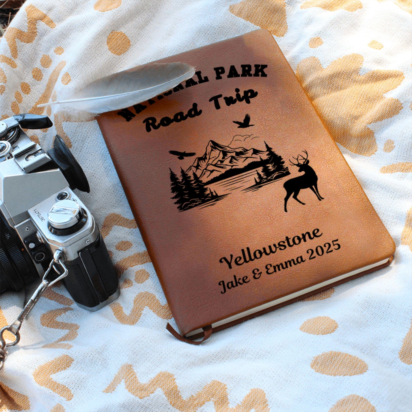 Custom National Park Leather Journal – Personalized Travel Notebook for All 63 Parks, Hiking Gift, Camping Trip Planner, Adventure Log